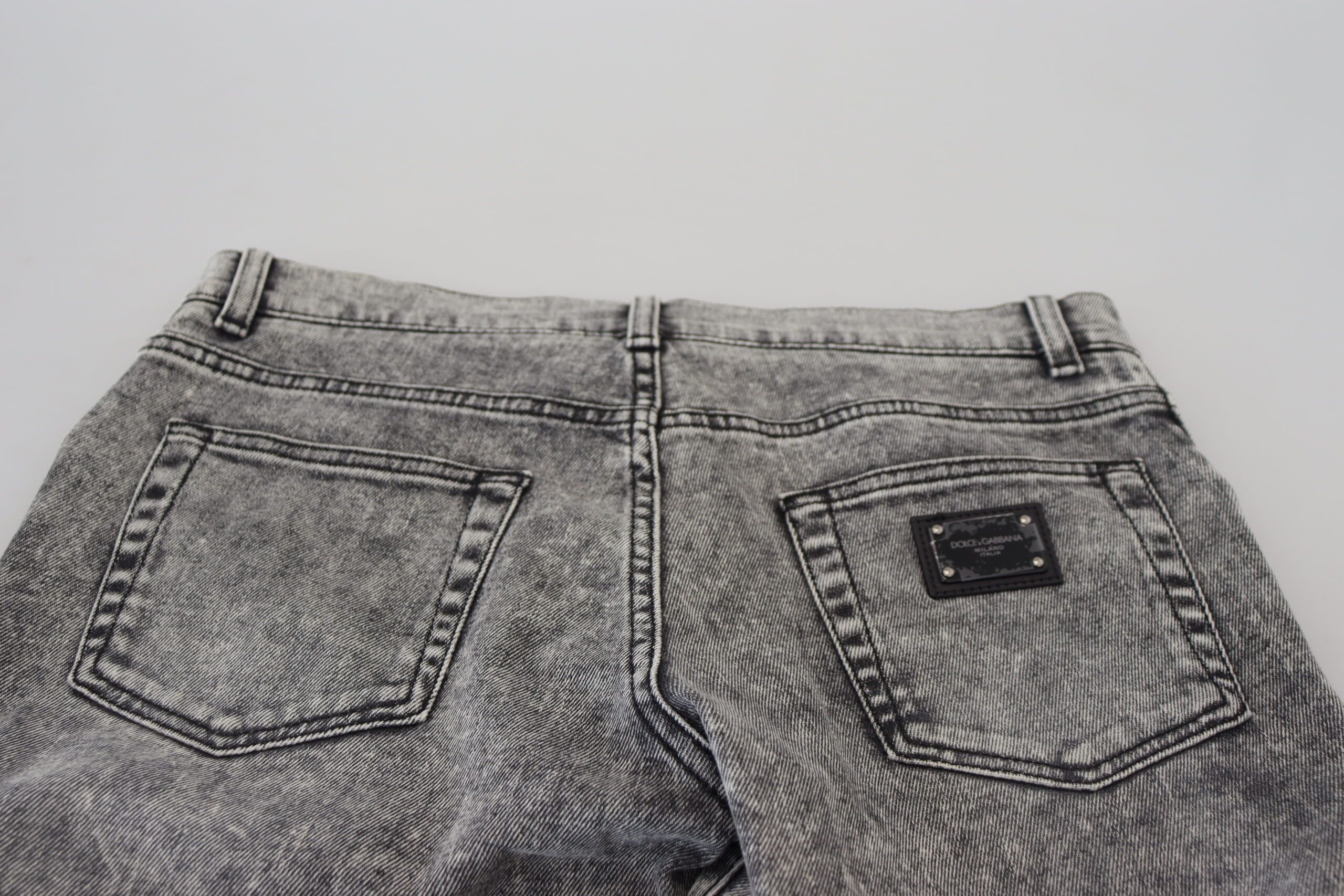 Grey Washed Cotton Slim Fit Men Denim Men's Jeans - Dolce & Gabbana - Modalova