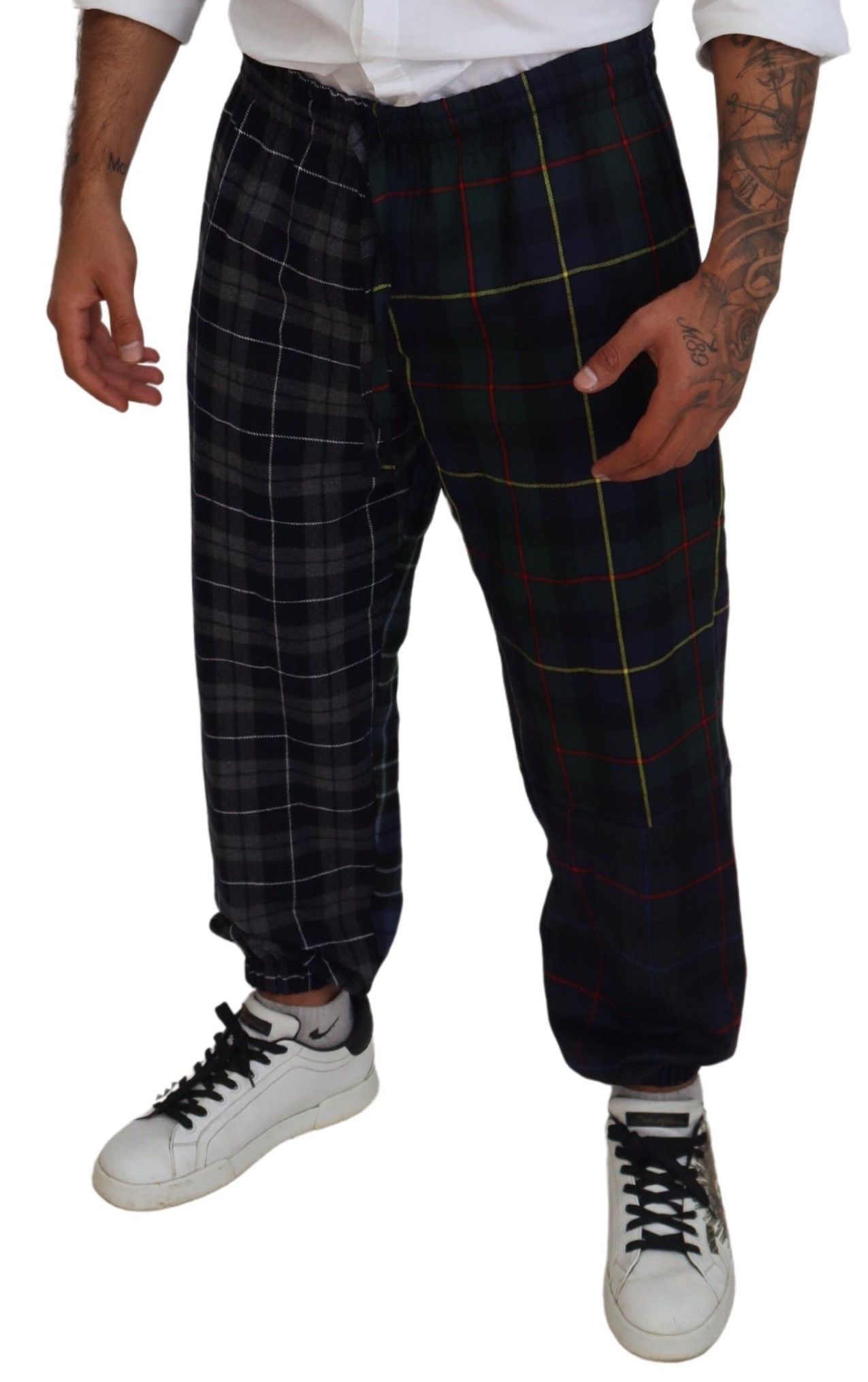 Checkered Wool Men Jogger Men's Pants - Dolce & Gabbana - Modalova