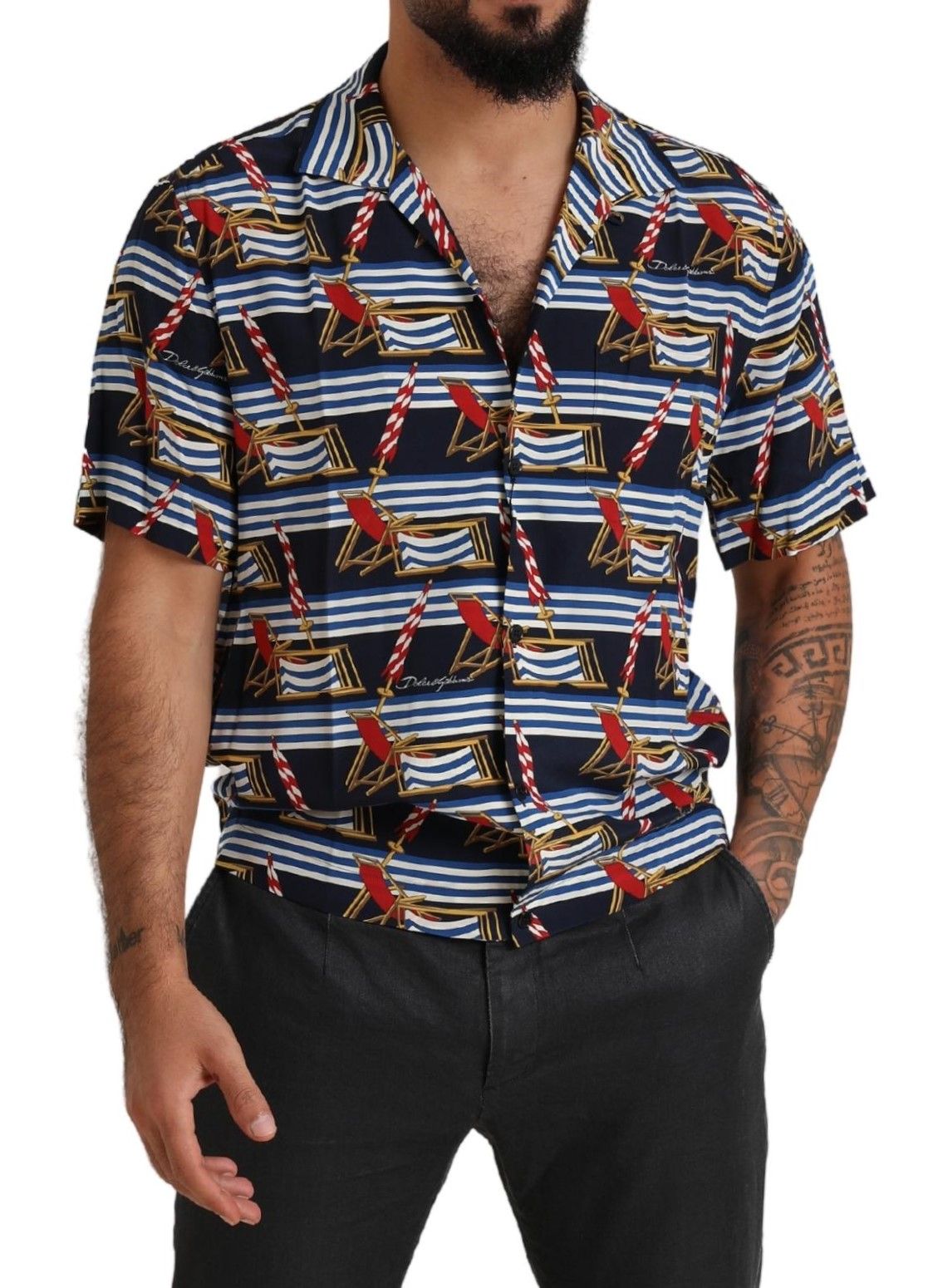 Beach Chair Short Sleeves Men's Shirt - Dolce & Gabbana - Modalova