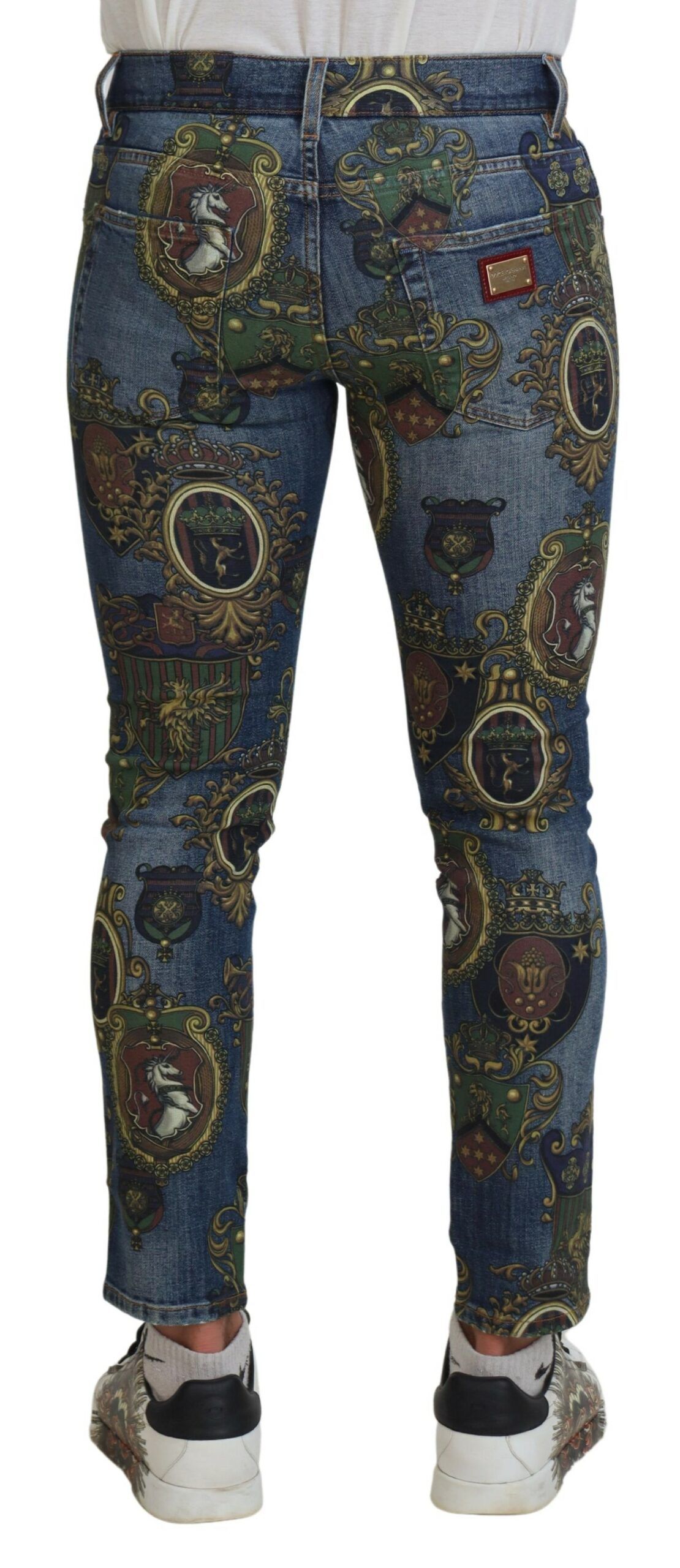 Medal Print Slim Fit Cotton Men's Jeans - Dolce & Gabbana - Modalova