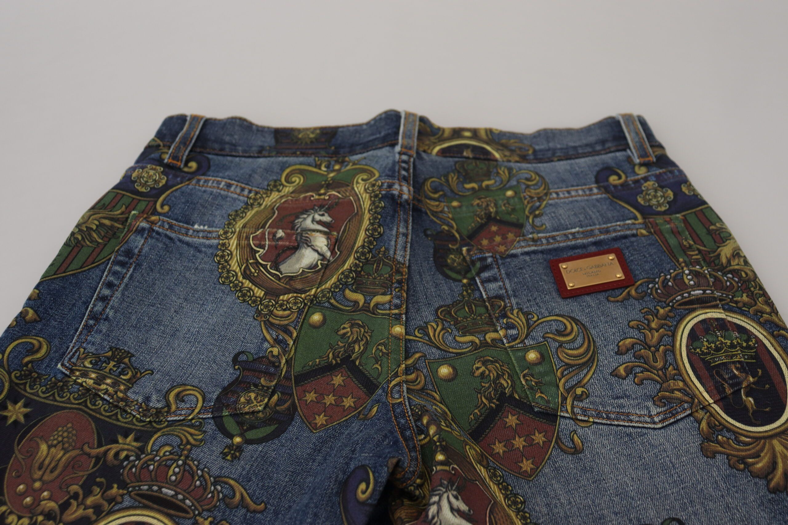 Medal Print Slim Fit Cotton Men's Jeans - Dolce & Gabbana - Modalova