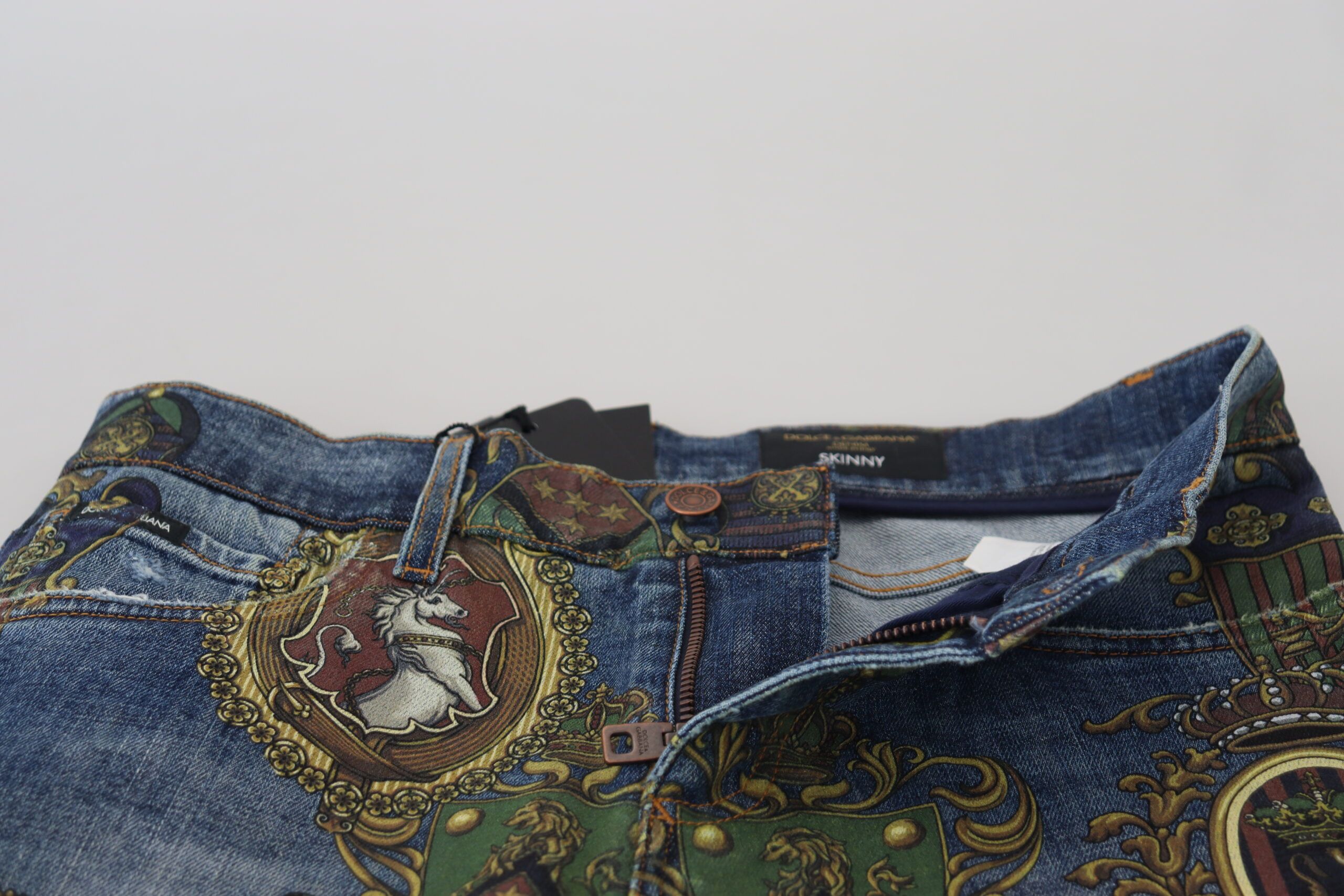 Medal Print Slim Fit Cotton Men's Jeans - Dolce & Gabbana - Modalova