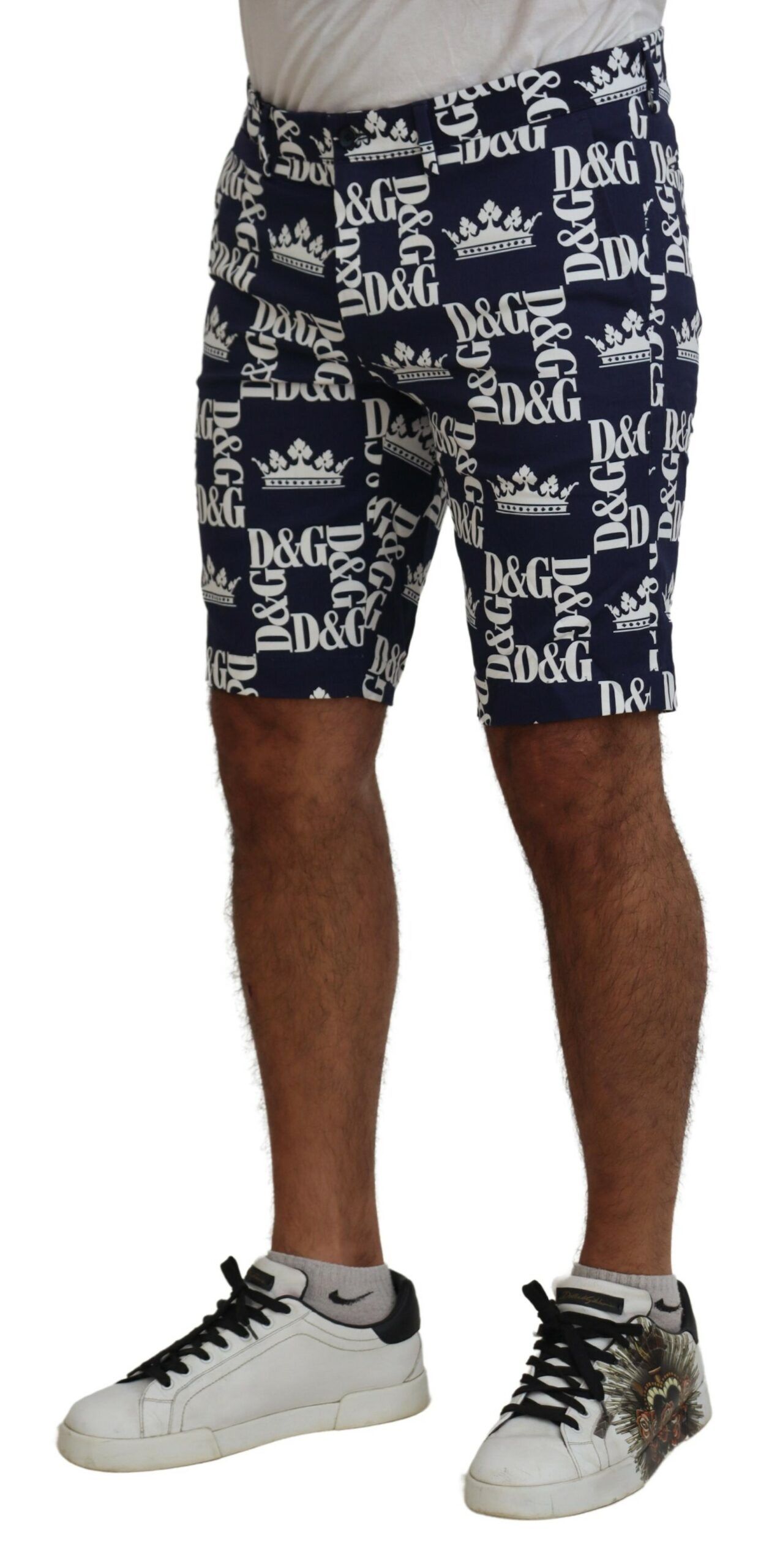 Logo Print Cotton Chinos Men's Shorts - Dolce & Gabbana - Modalova
