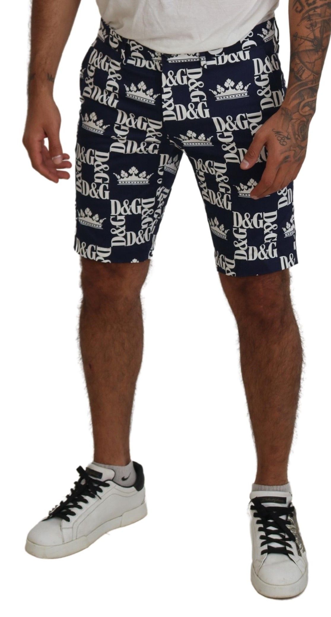 Logo Print Cotton Chinos Men's Shorts - Dolce & Gabbana - Modalova
