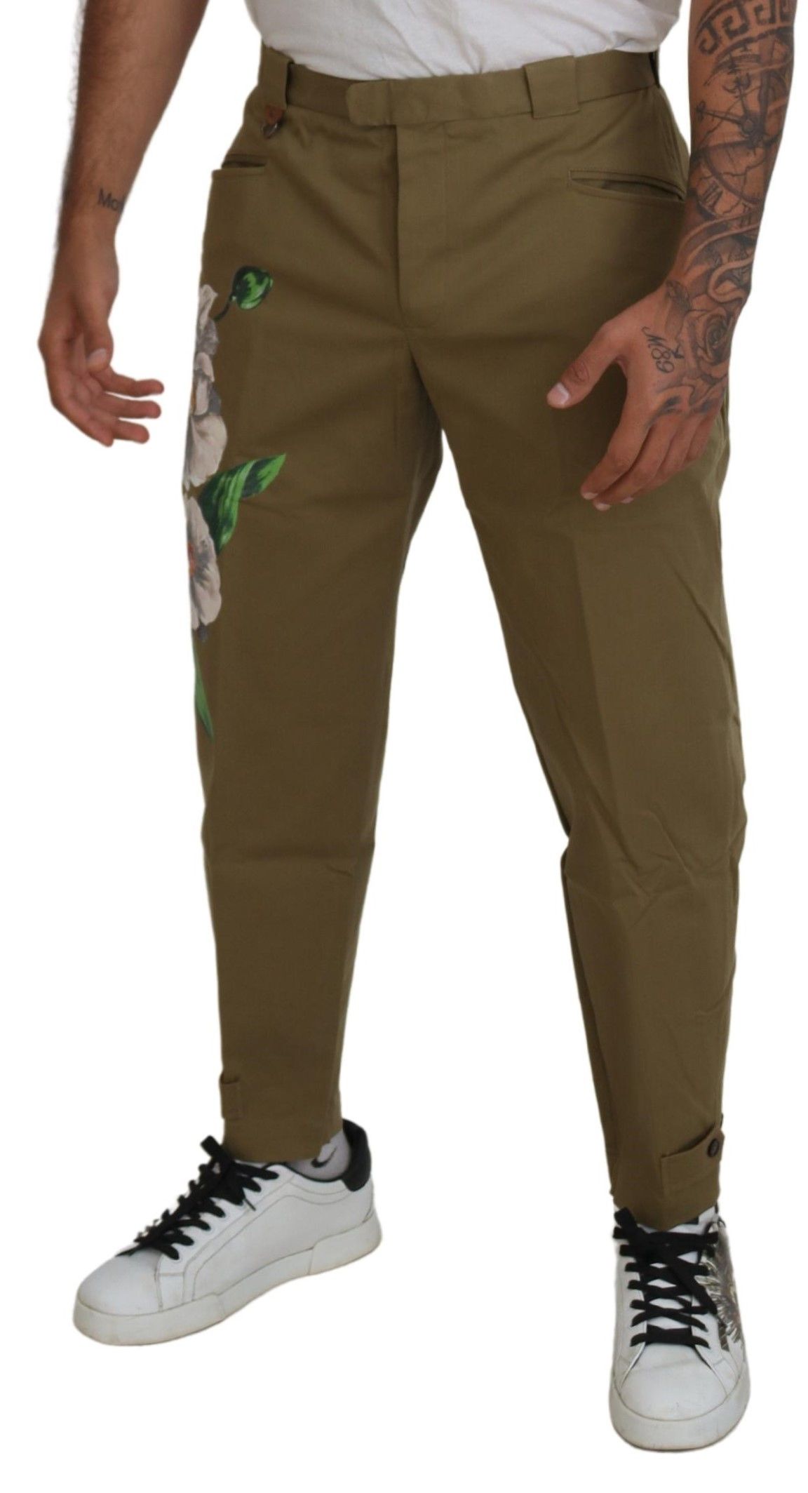 Cotton Stretch Floral Chinos Men's Pants - Dolce & Gabbana - Modalova