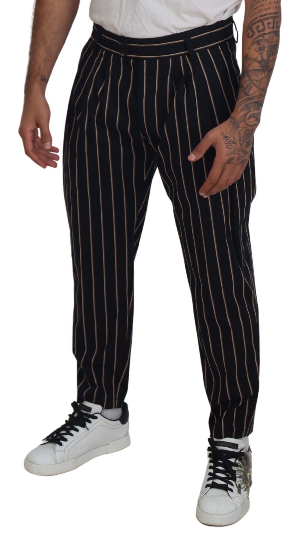 Beige Striped Cotton Stretch Men's Pants - Dolce & Gabbana - Modalova