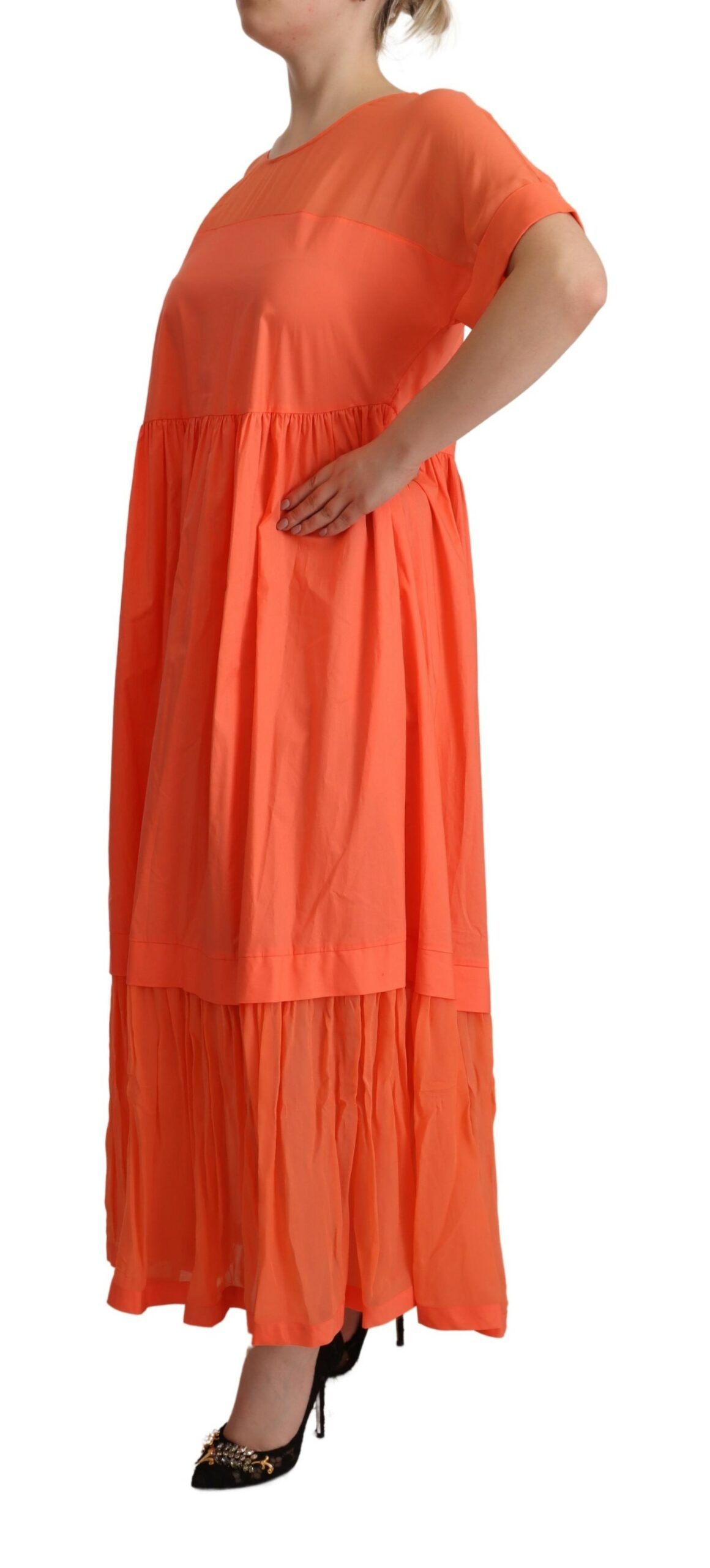 Cotton Blend Short Sleeves Maxi Shift Women's Dress - Twinset - Modalova