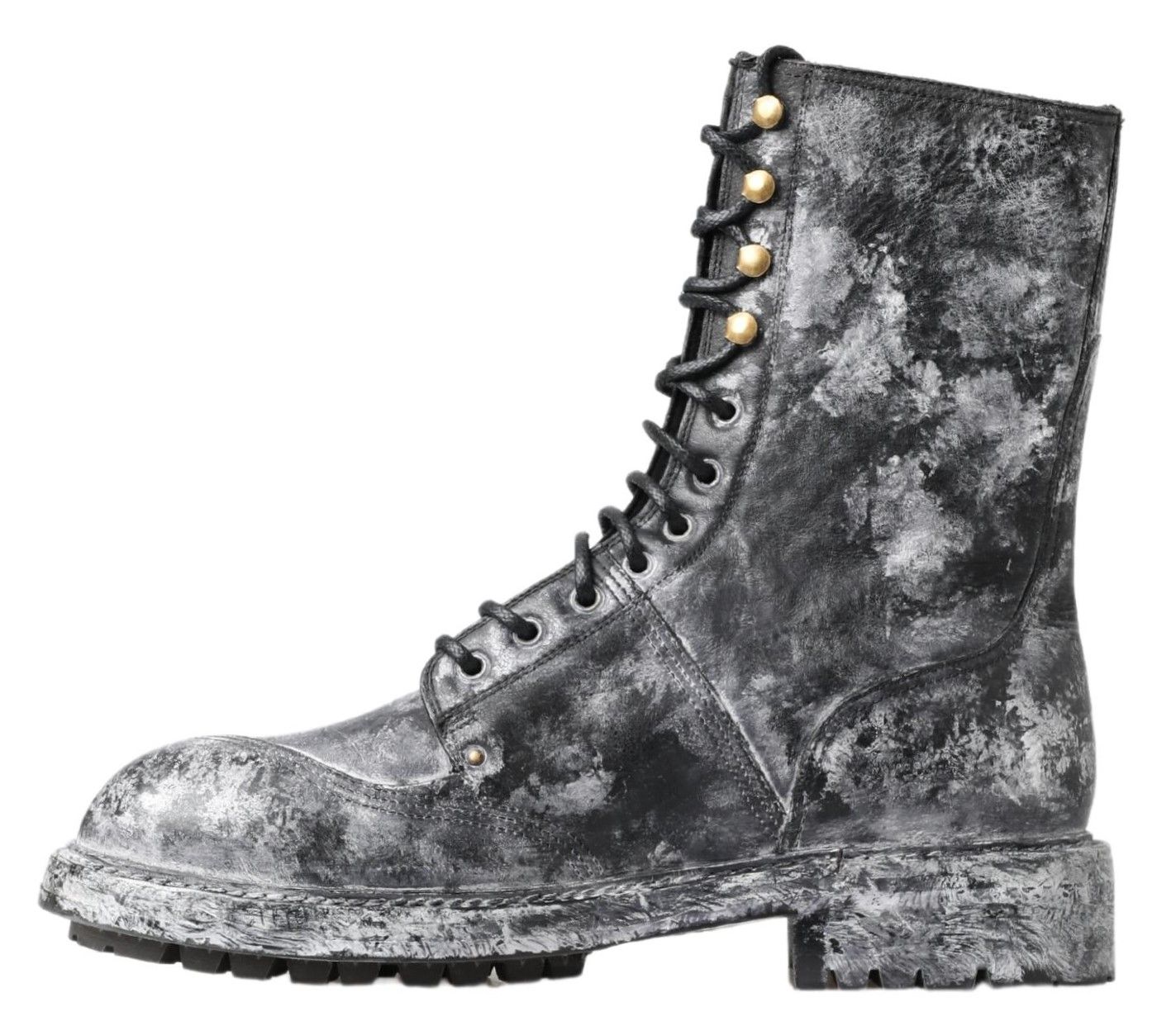 Gray Leather Mid Calf Boots Men's Shoes - Dolce & Gabbana - Modalova