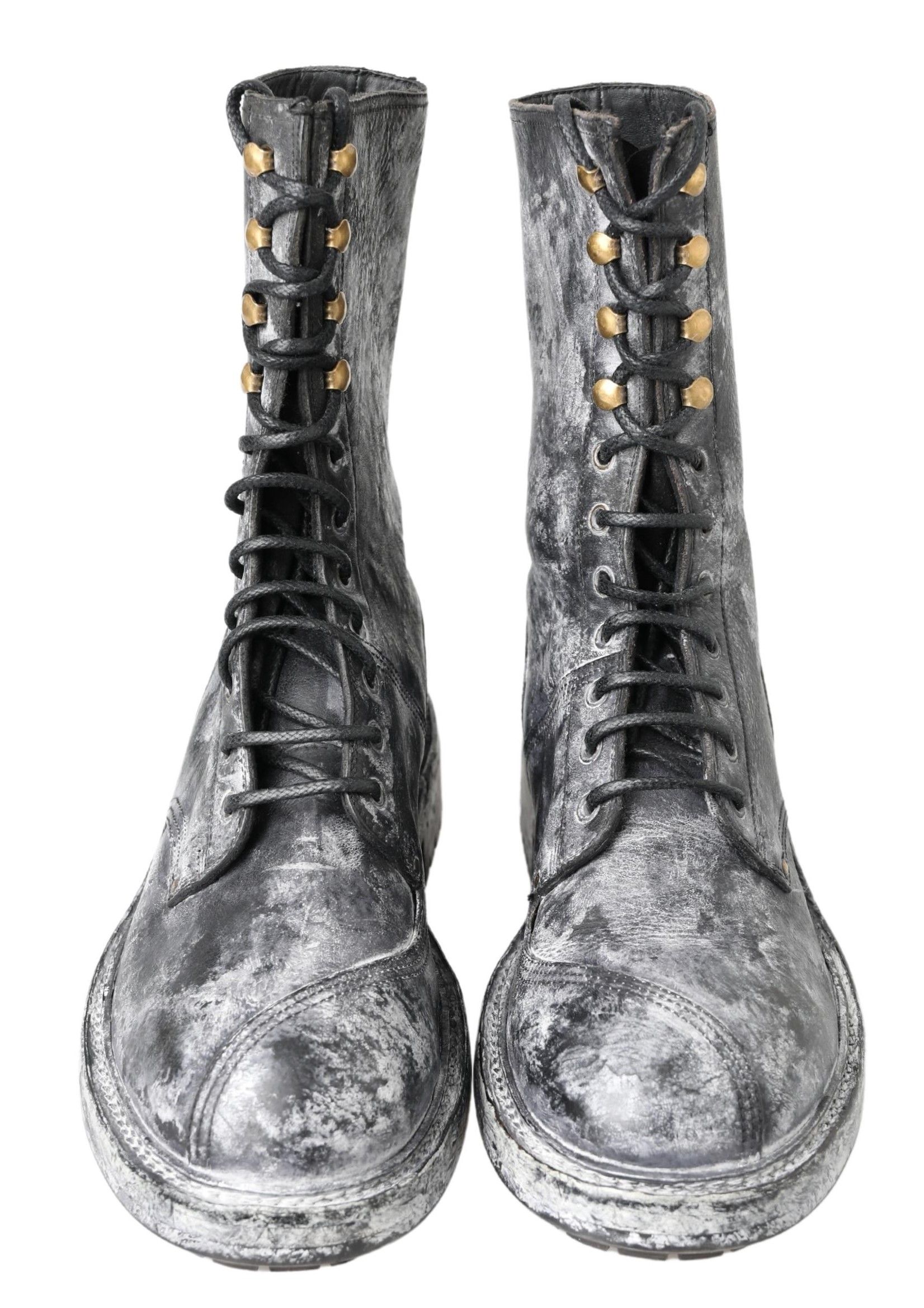 Gray Leather Mid Calf Boots Men's Shoes - Dolce & Gabbana - Modalova
