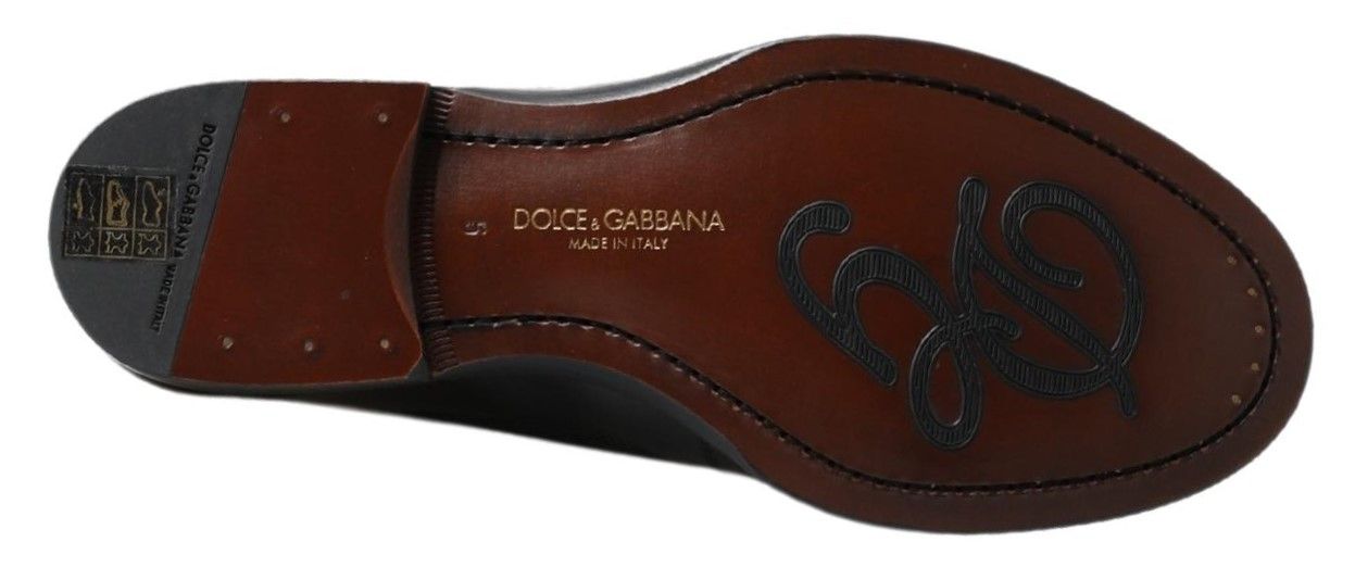 Leather Slipper Loafers Stitched Men's Shoes - Dolce & Gabbana - Modalova