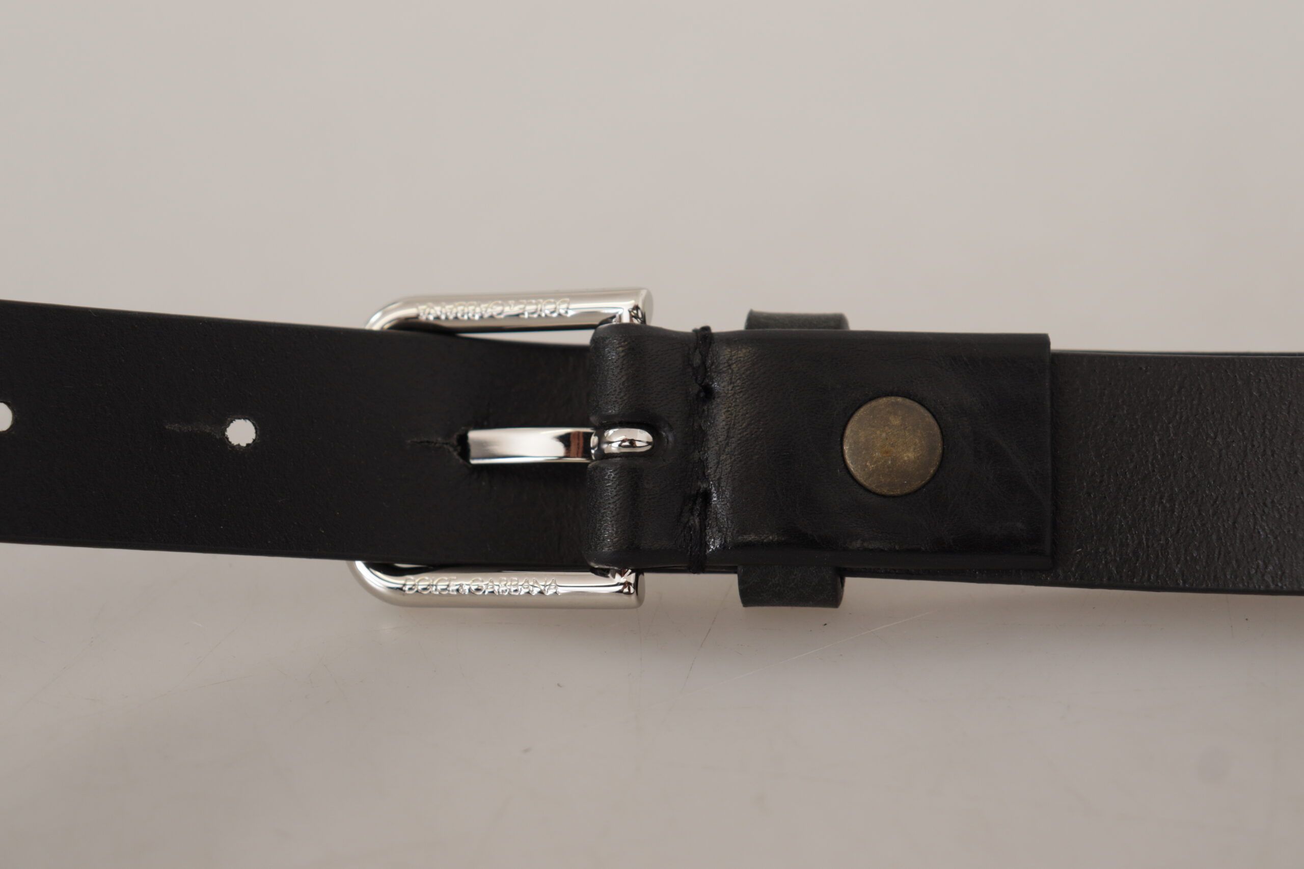 Calf Leather Silver Tone Logo Metal Buckle Men's Belt - Dolce & Gabbana - Modalova