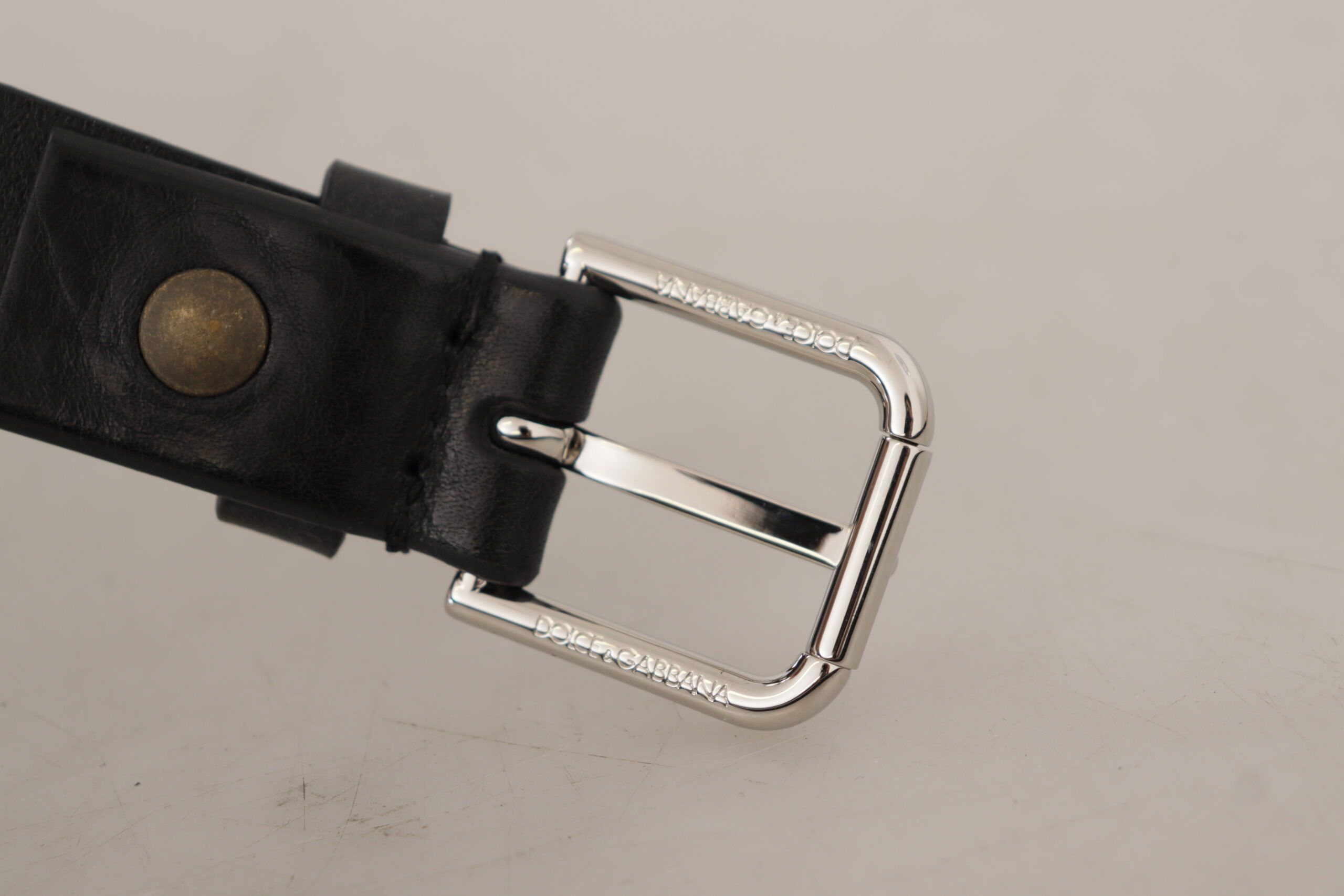 Calf Leather Silver Tone Logo Metal Buckle Men's Belt - Dolce & Gabbana - Modalova