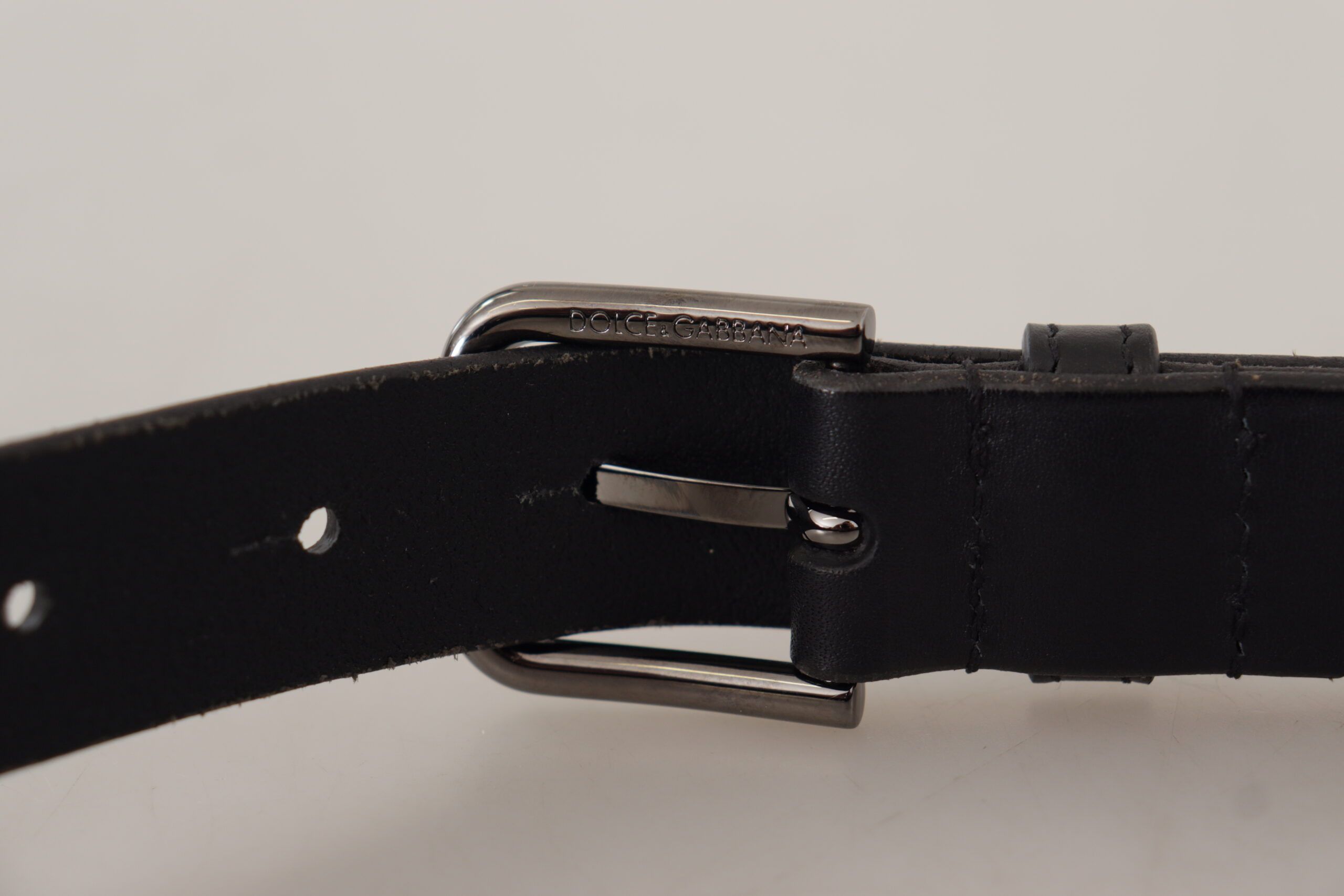 Calf Leather Logo Engraved Metal Buckle Men's Belt - Dolce & Gabbana - Modalova