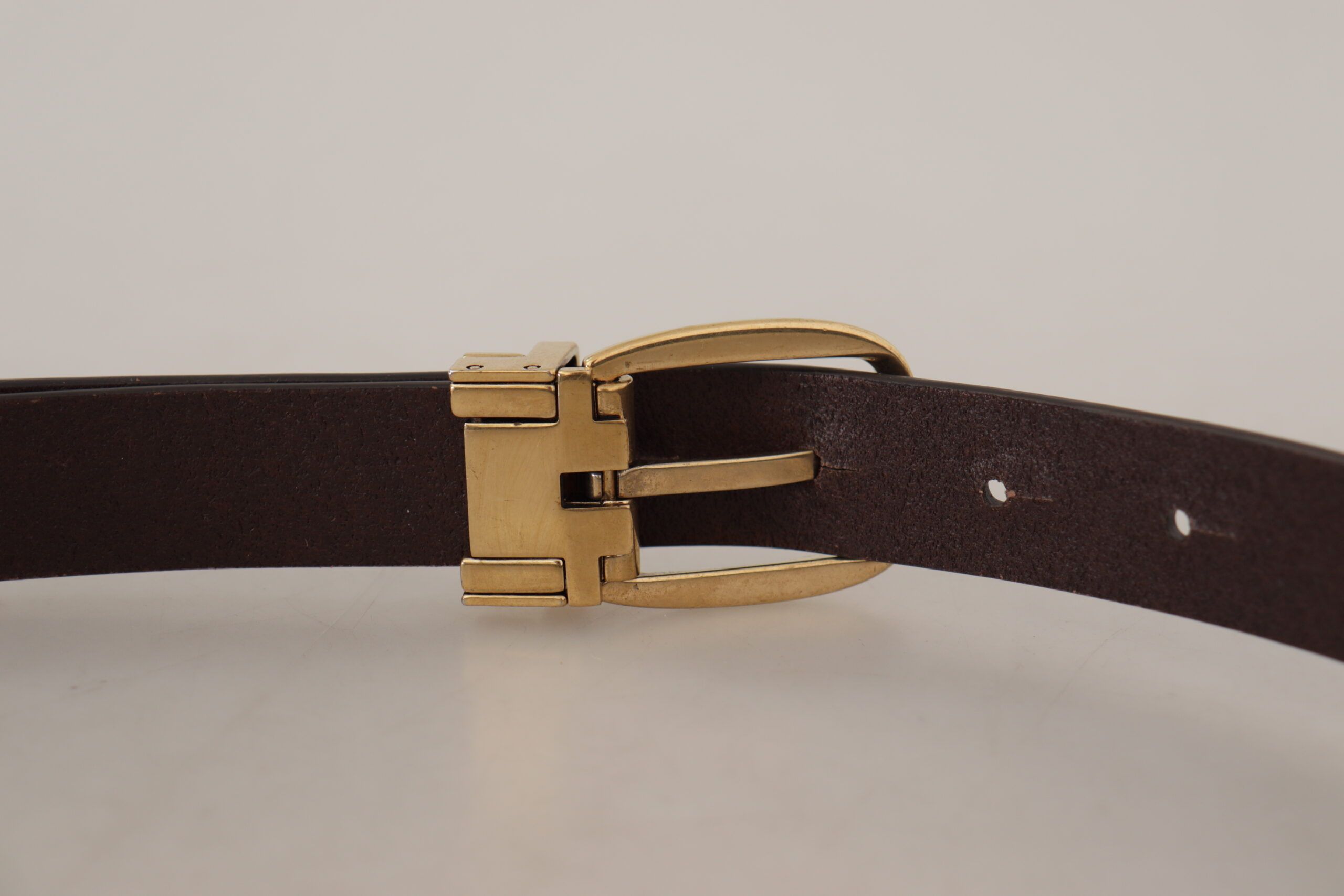 Dark Calf Leather Gold Tone Metal Men's Buckle - Dolce & Gabbana - Modalova