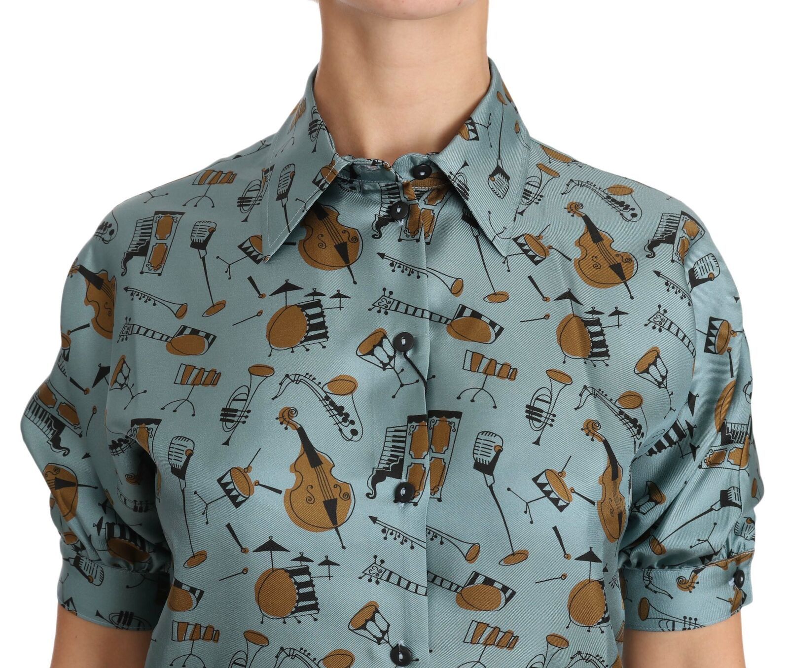 Musical Instruments Silk Short sleeve Women's Shirt - Dolce & Gabbana - Modalova