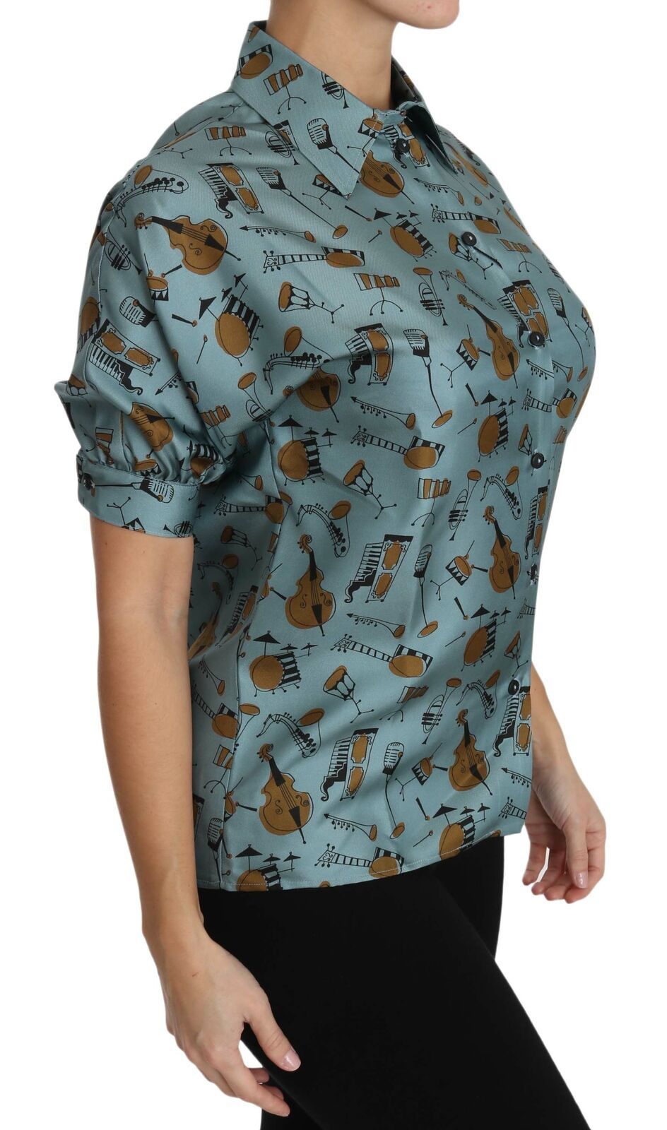 Musical Instruments Silk Short sleeve Women's Shirt - Dolce & Gabbana - Modalova