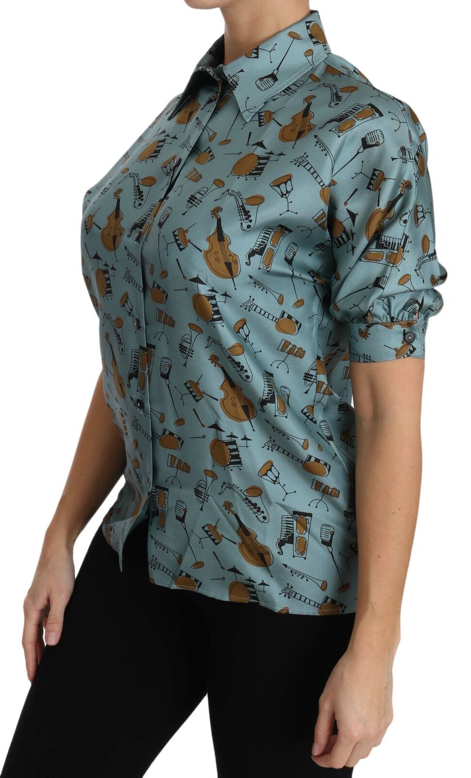 Musical Instruments Silk Short sleeve Women's Shirt - Dolce & Gabbana - Modalova