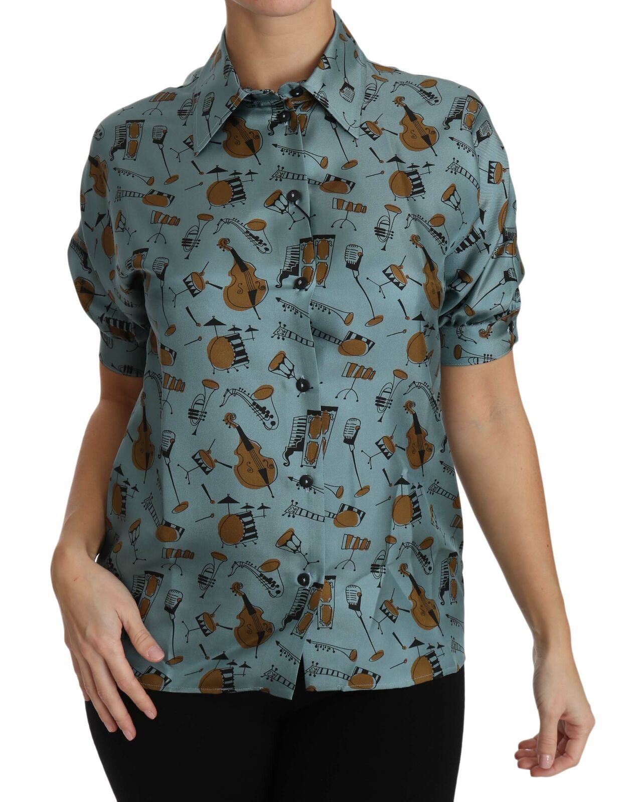 Musical Instruments Silk Short sleeve Women's Shirt - Dolce & Gabbana - Modalova