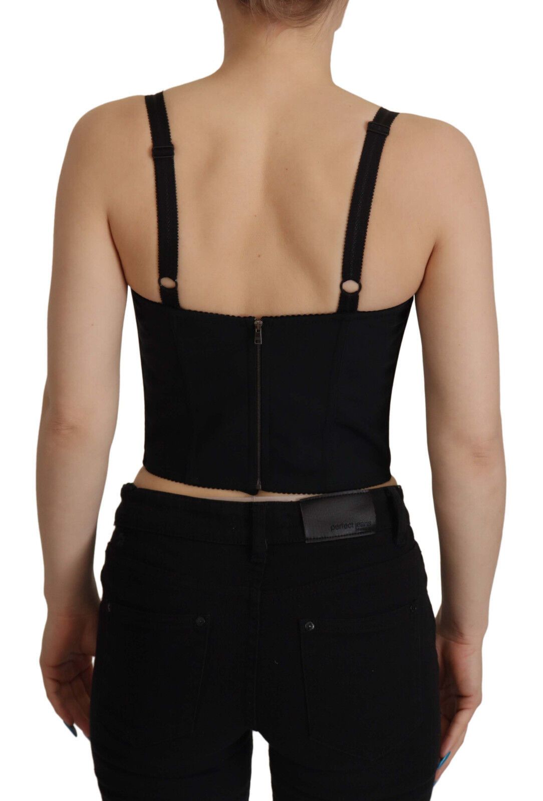 Black Patchwork Sicily Blouse Corset Cropped Women's Top - Dolce & Gabbana - Modalova