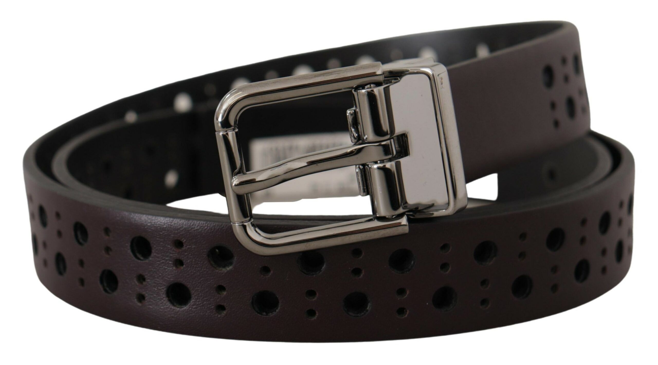 Dark Perforated Leather Metal Buckle Men's Belt - Dolce & Gabbana - Modalova