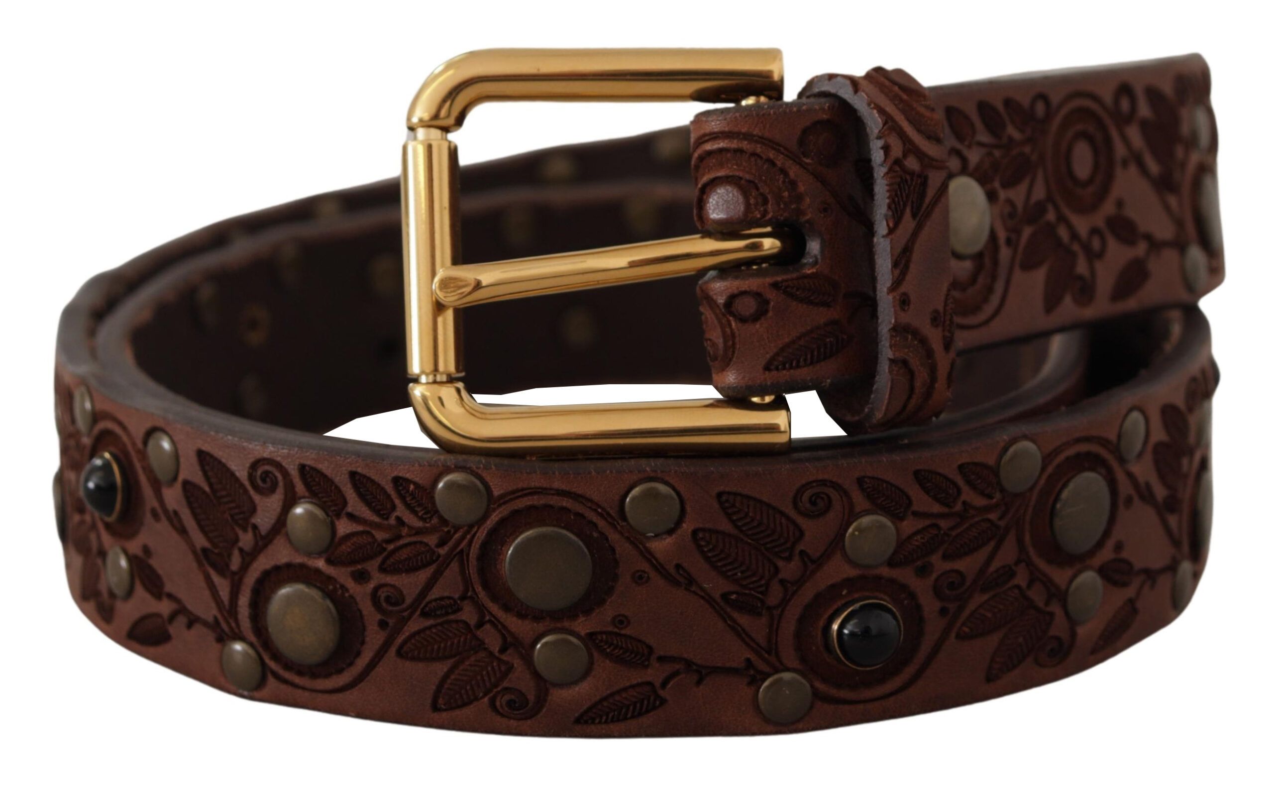 Calf Leather Embossed Gold Metal Men's Buckle - Dolce & Gabbana - Modalova