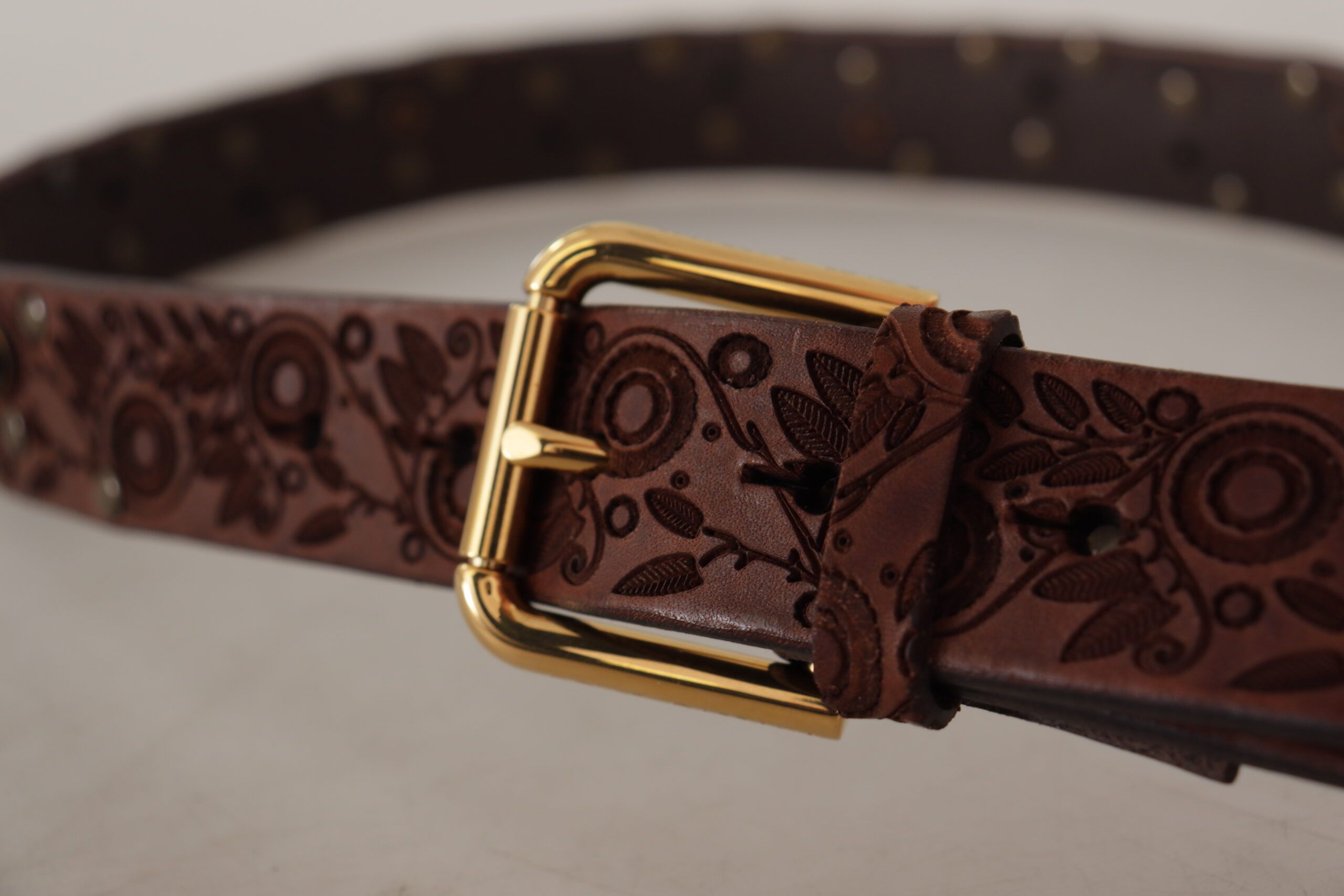 Calf Leather Embossed Gold Metal Men's Buckle - Dolce & Gabbana - Modalova