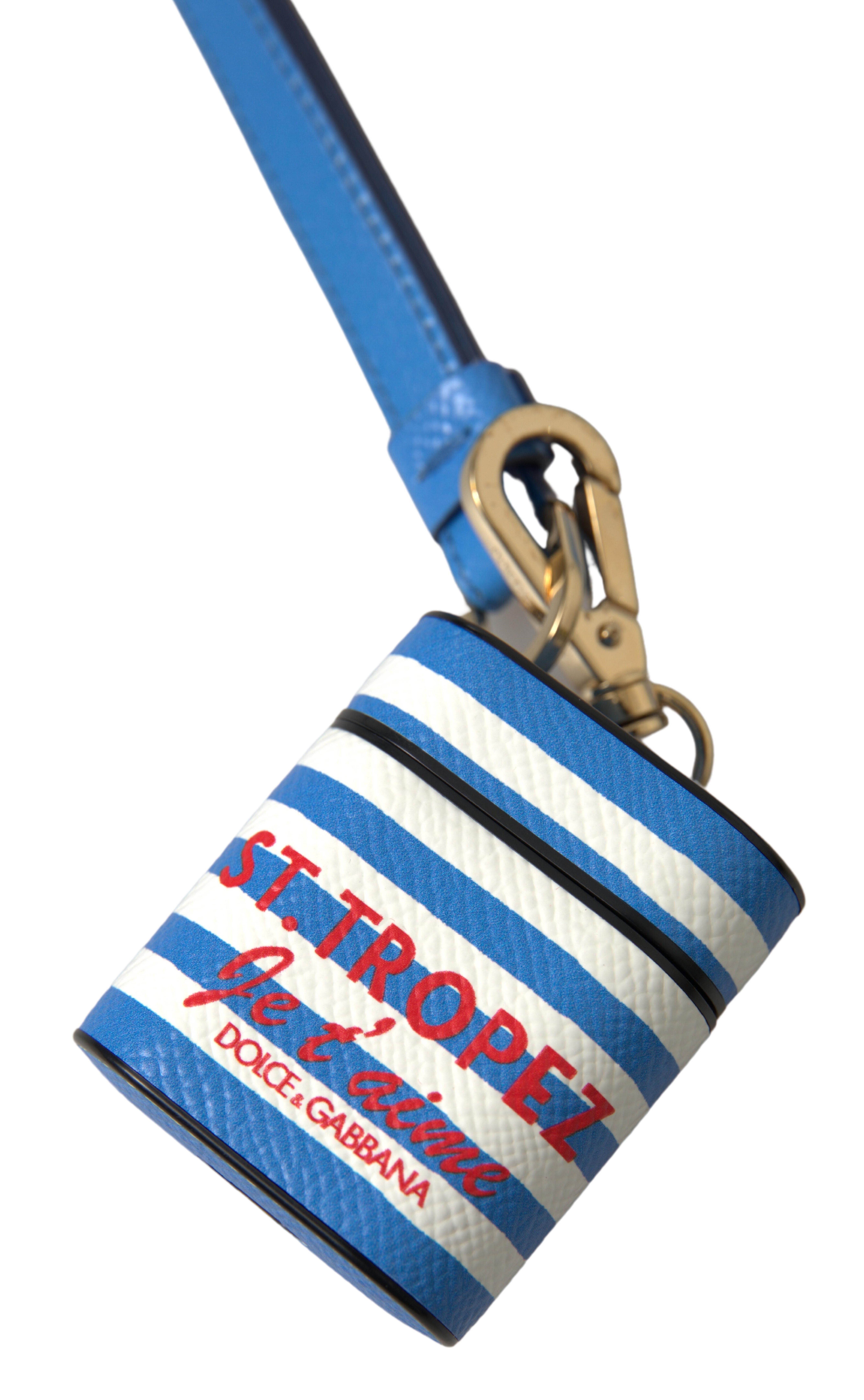 Stripe Dauphine Leather Logo Print Airpod Women's Case - Dolce & Gabbana - Modalova