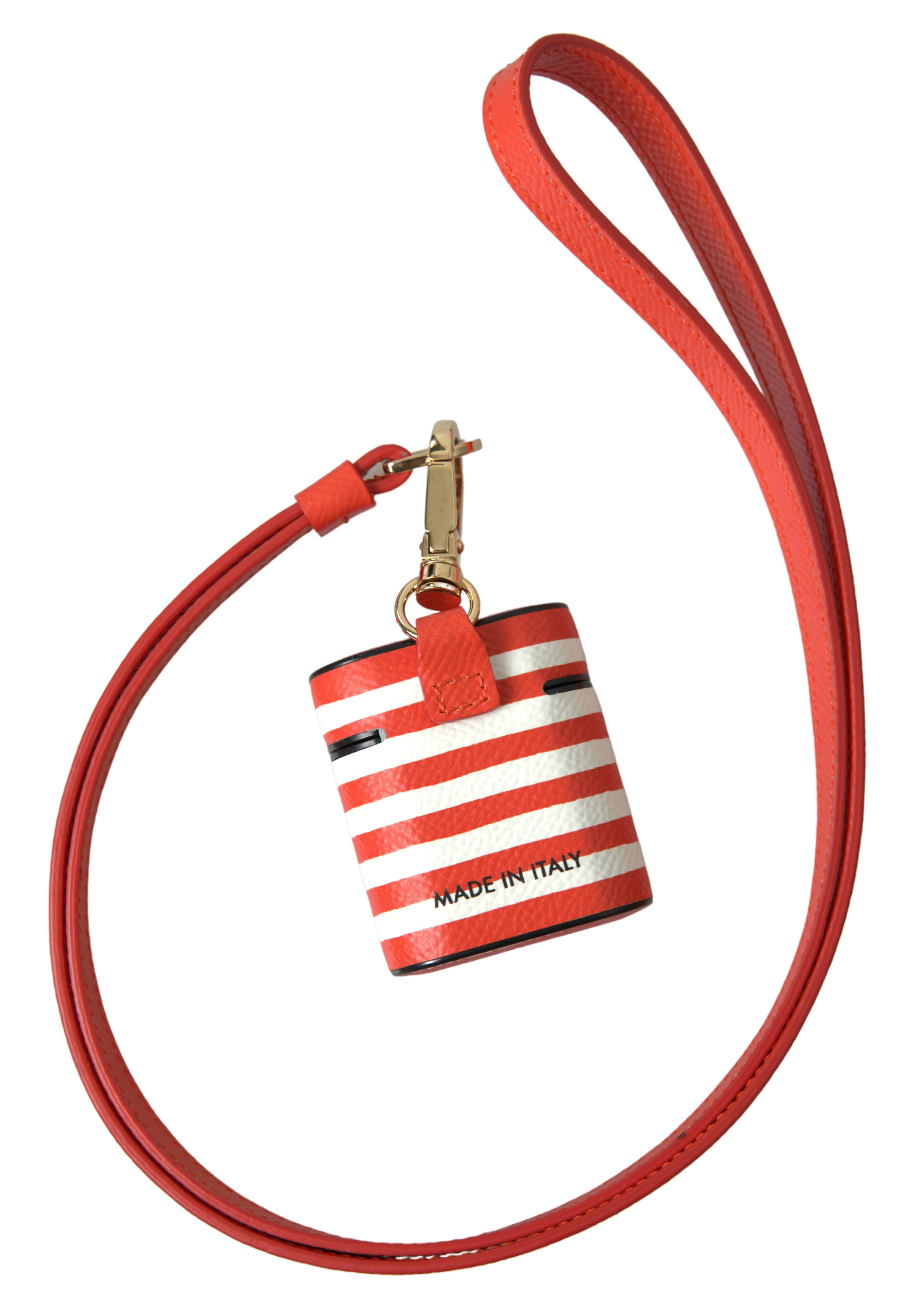 Stripe Dauphine Leather Logo Strap Airpod Women's Case - Dolce & Gabbana - Modalova