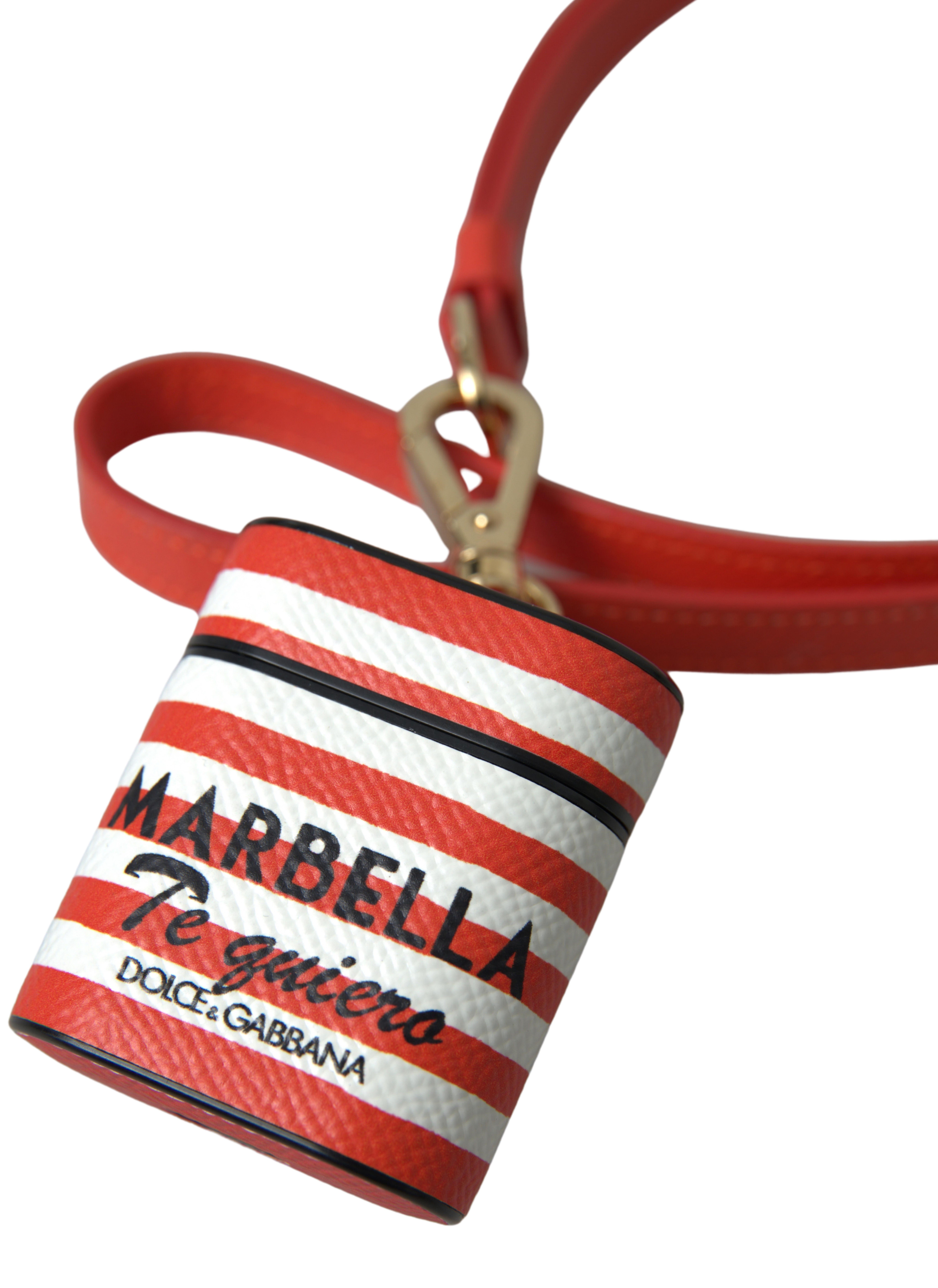 Stripe Dauphine Leather Logo Strap Airpod Women's Case - Dolce & Gabbana - Modalova