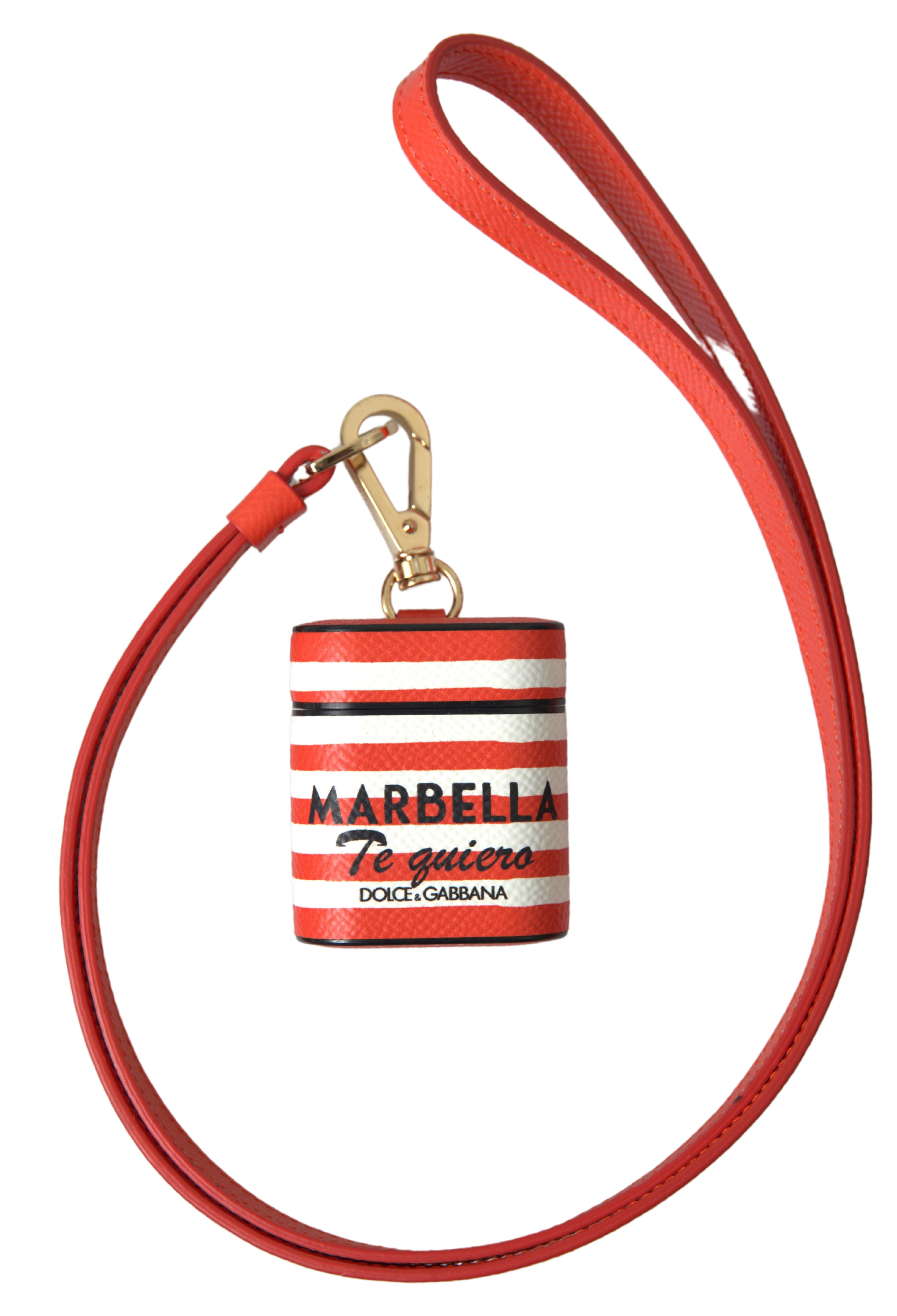 Stripe Dauphine Leather Logo Strap Airpod Women's Case - Dolce & Gabbana - Modalova