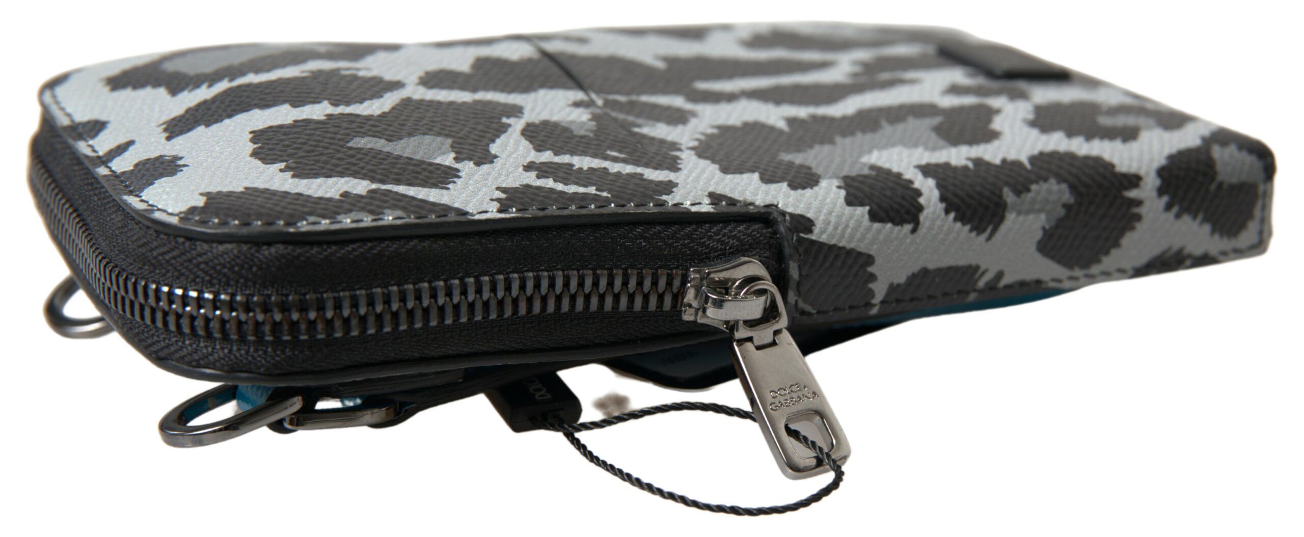 Gray Leopard Leather Men Purse Crossbody Sling Phone Men's Bag - Dolce & Gabbana - Modalova