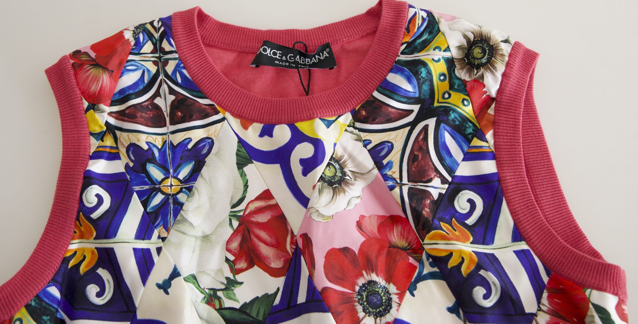 Majolica Floral Crew Neck Tank Women's Top - Dolce & Gabbana - Modalova