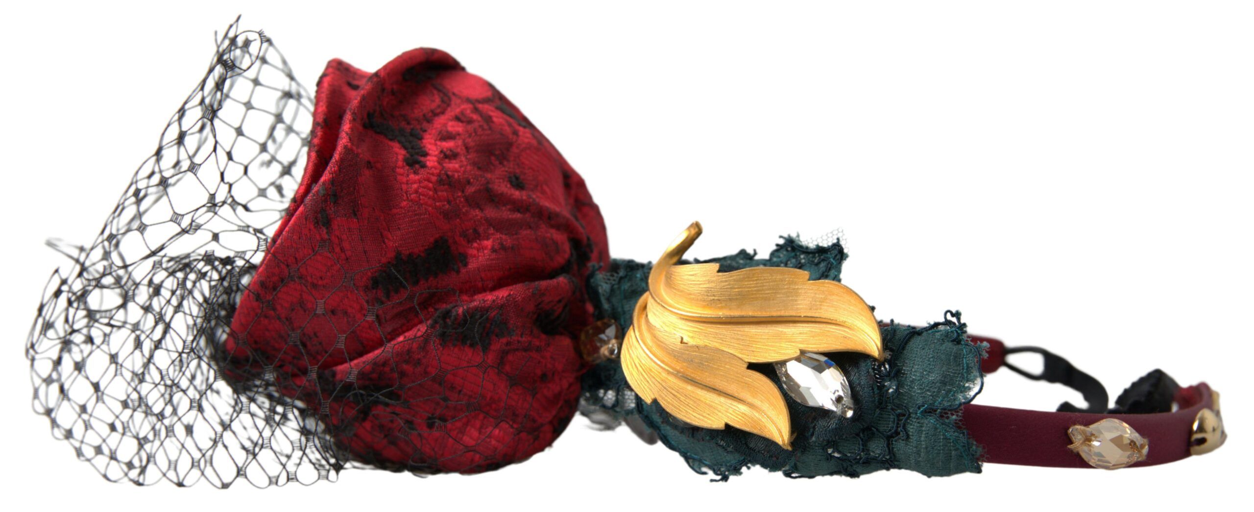 With multicolor Rose Silk Crystal Netted Logo Diadem Women's Headband - Dolce & Gabbana - Modalova