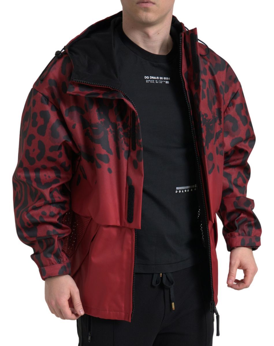 Leopard Hooded Rain Coat Men's Jacket - Dolce & Gabbana - Modalova