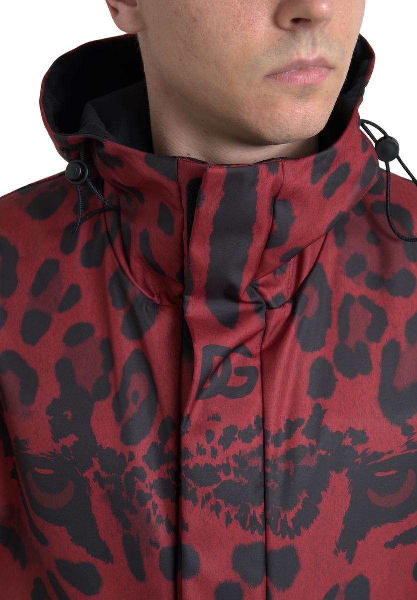 Leopard Hooded Rain Coat Men's Jacket - Dolce & Gabbana - Modalova