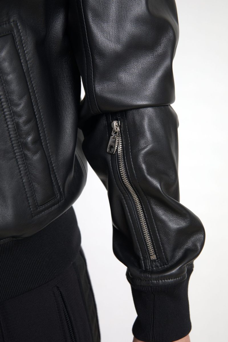 Leather Full Zip Bomber Men Men's Jacket - Dolce & Gabbana - Modalova
