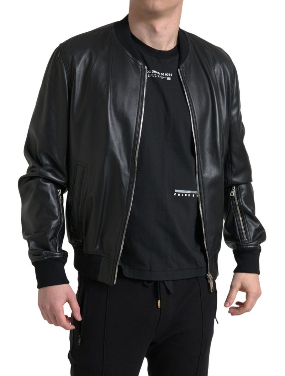 Leather Full Zip Bomber Men Men's Jacket - Dolce & Gabbana - Modalova