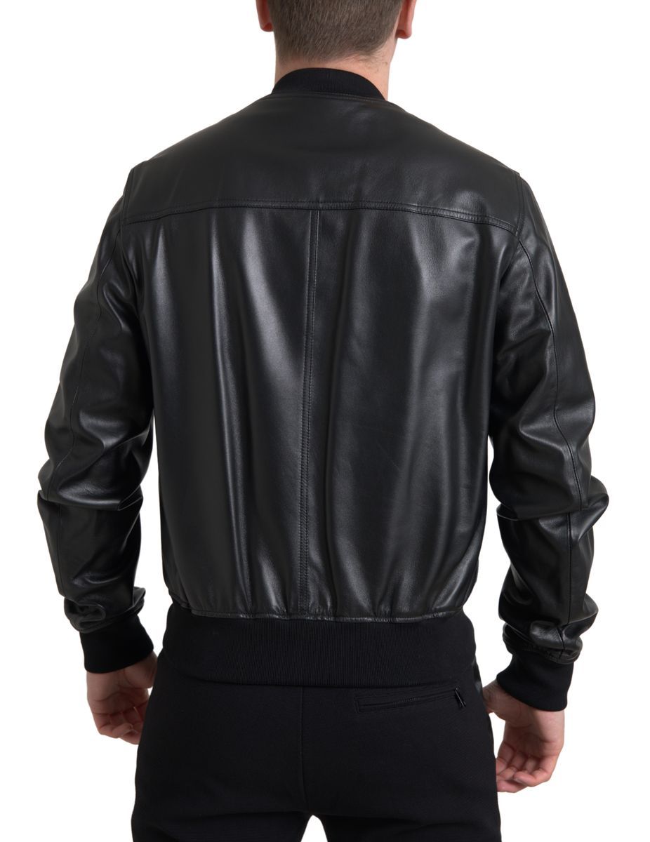 Leather Full Zip Bomber Men Men's Jacket - Dolce & Gabbana - Modalova