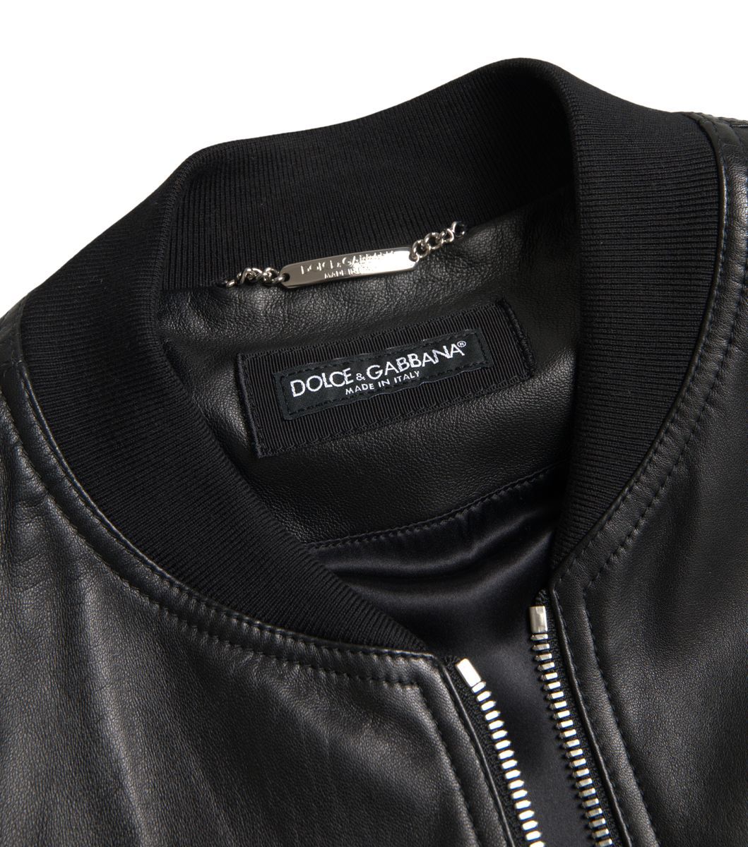 Leather Full Zip Bomber Men Men's Jacket - Dolce & Gabbana - Modalova