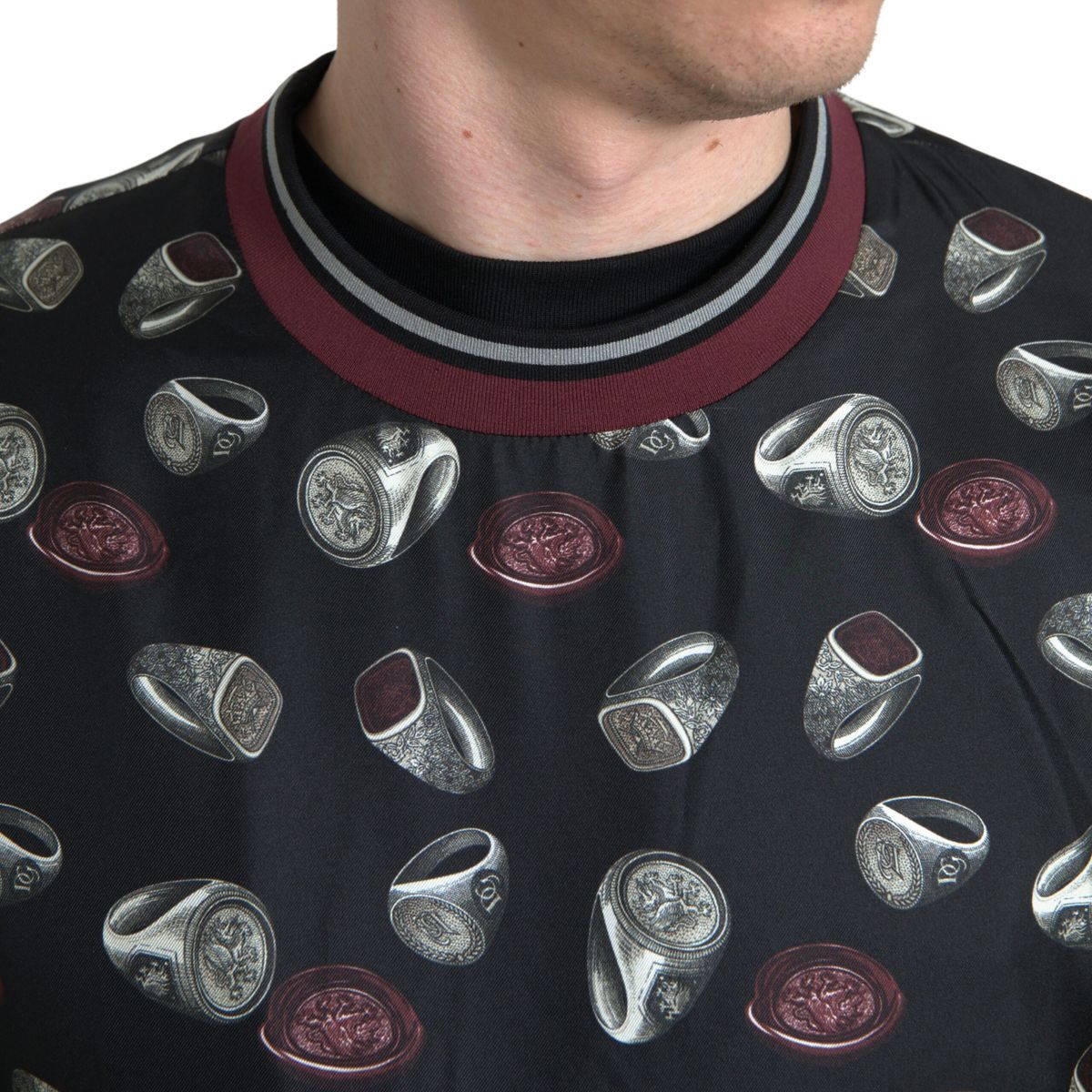 Ring Print Silk Crewneck Men's Sweater - Dolce & Gabbana - Modalova
