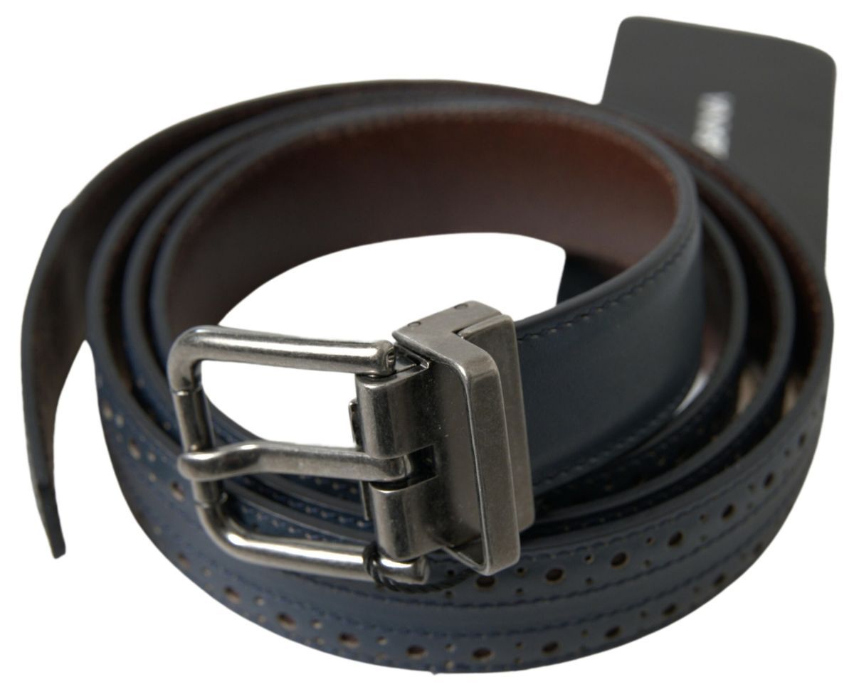 Leather Perforated Metal Buckle Men's Belt - Dolce & Gabbana - Modalova