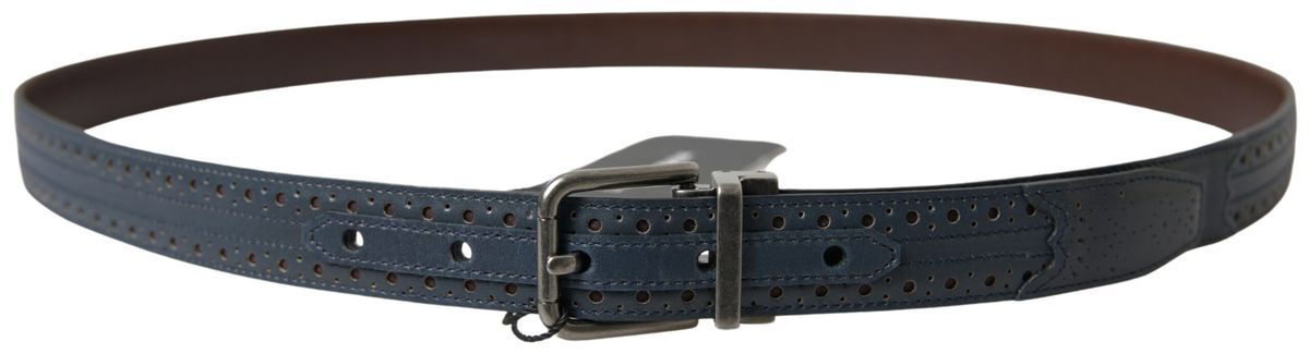 Leather Perforated Metal Buckle Men's Belt - Dolce & Gabbana - Modalova