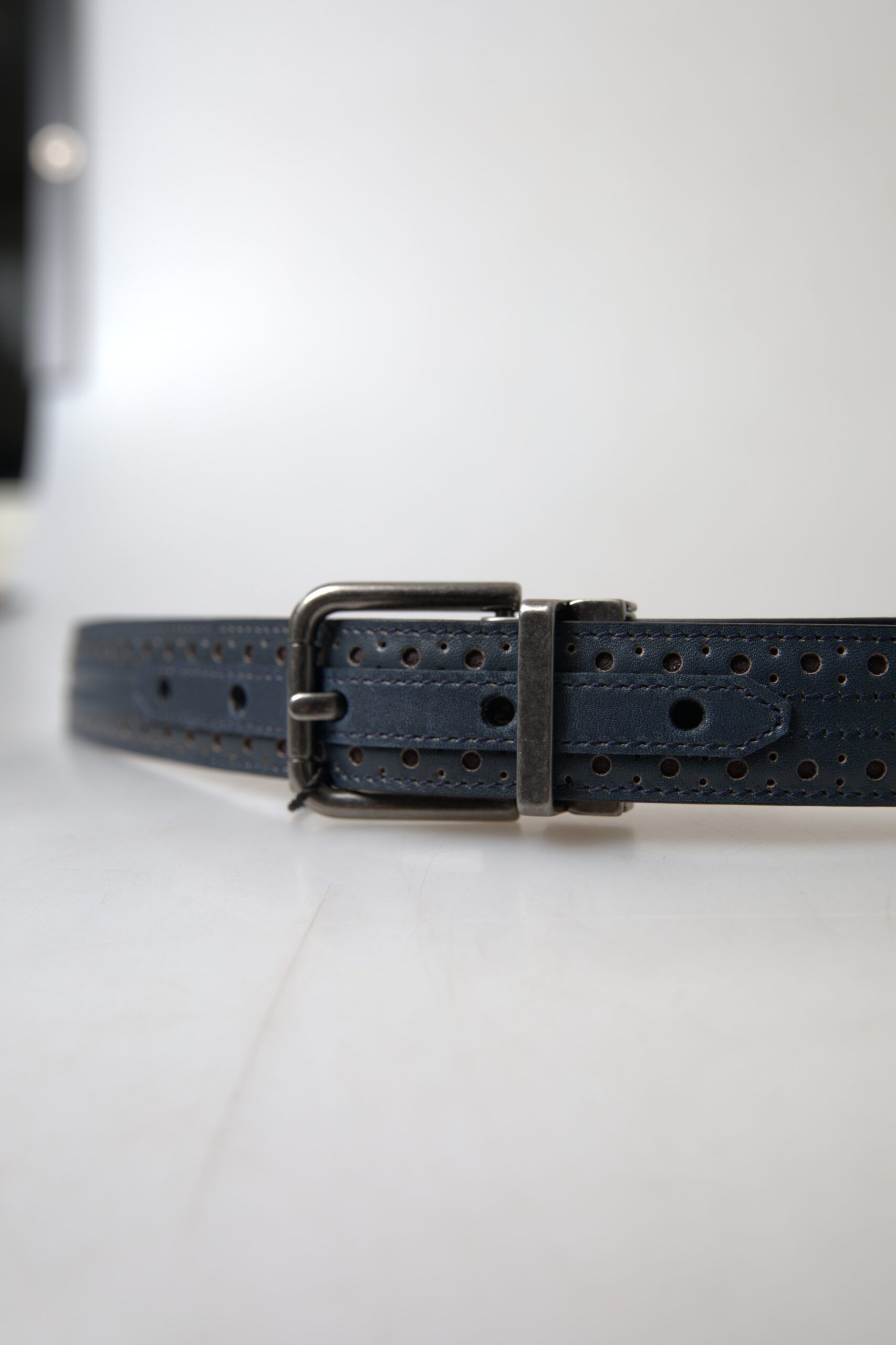 Leather Perforated Metal Buckle Men's Belt - Dolce & Gabbana - Modalova