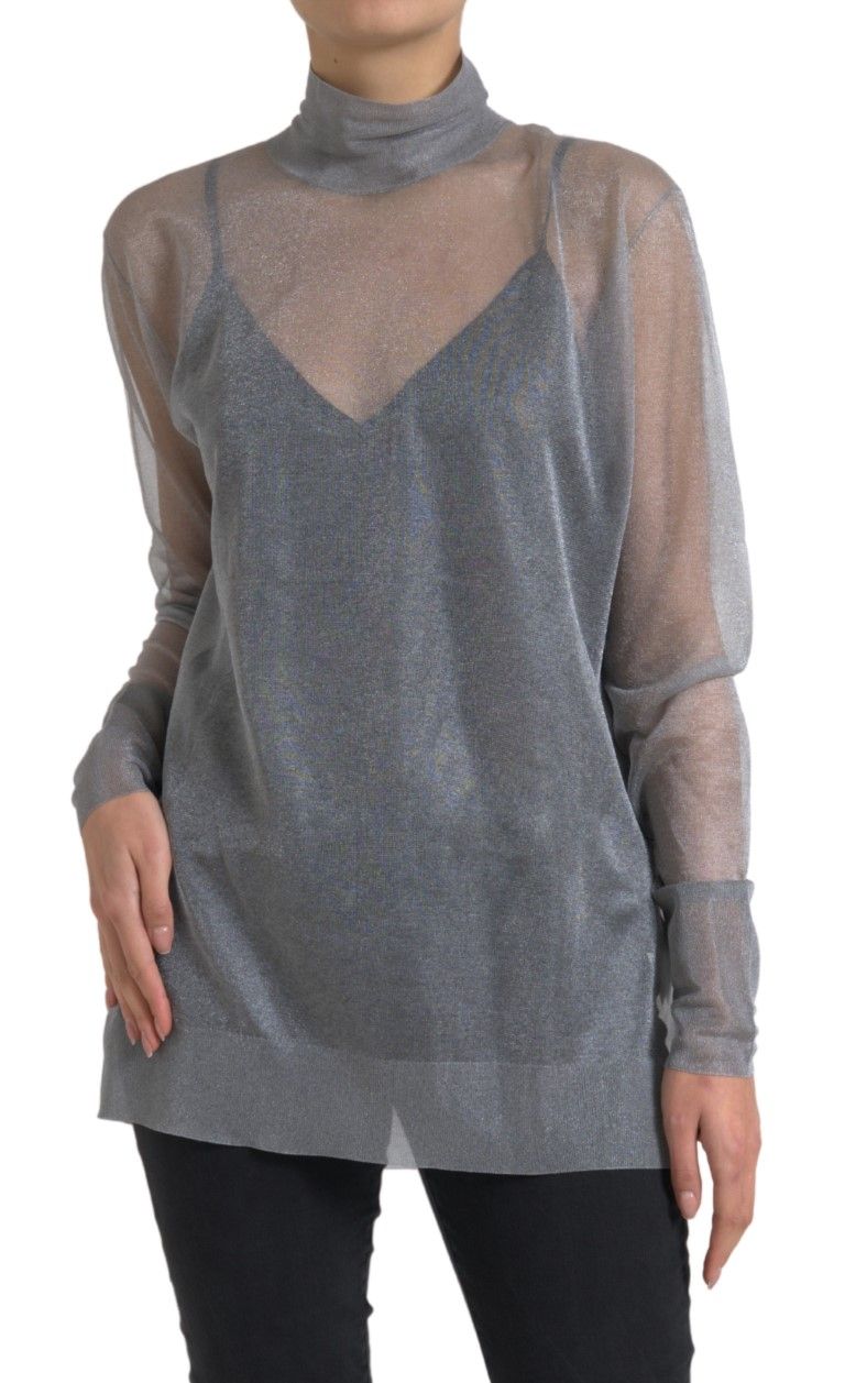 Mesh Turtleneck Long Sleeve Blouse Women's Top - Dolce & Gabbana - Modalova
