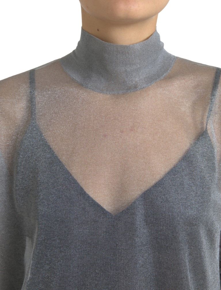 Mesh Turtleneck Long Sleeve Blouse Women's Top - Dolce & Gabbana - Modalova