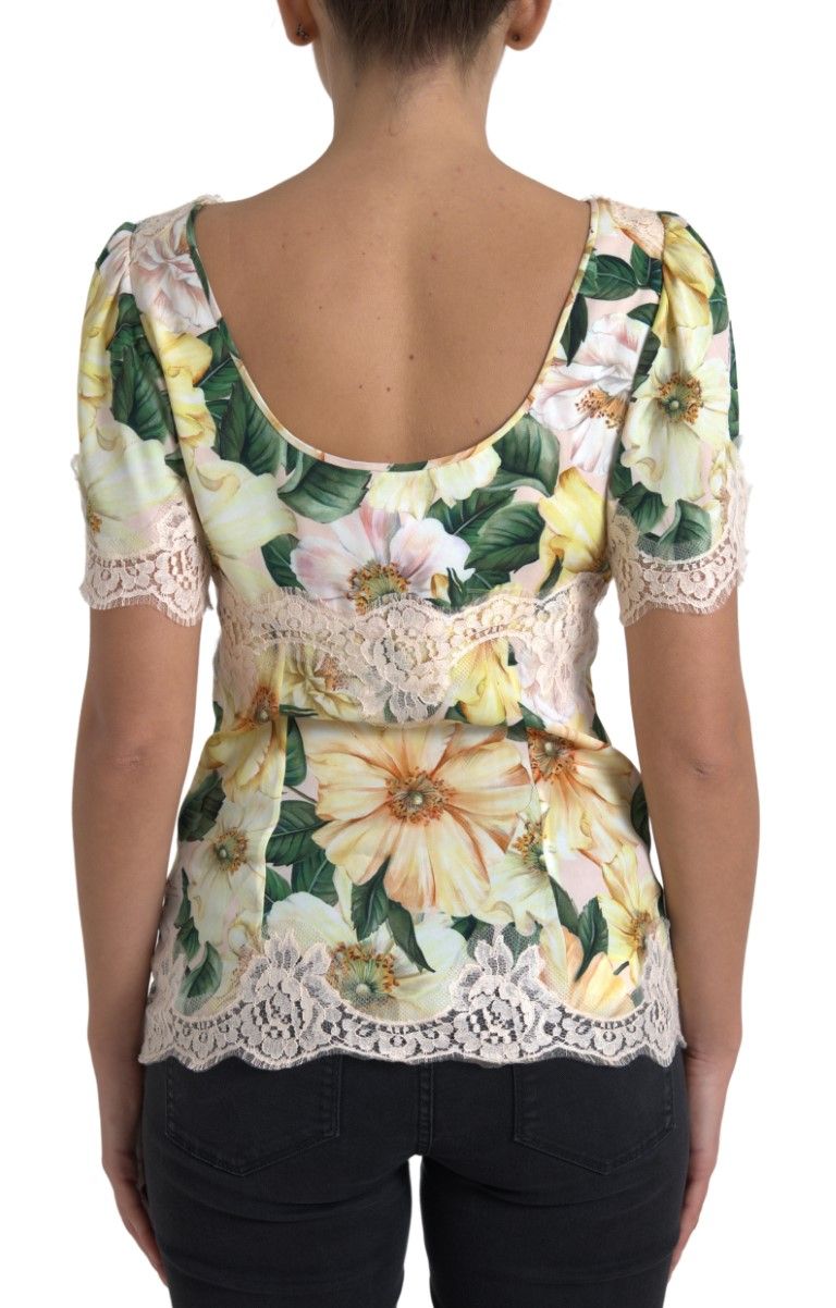 Floral Lace V Neck Women's Blouse - Dolce & Gabbana - Modalova