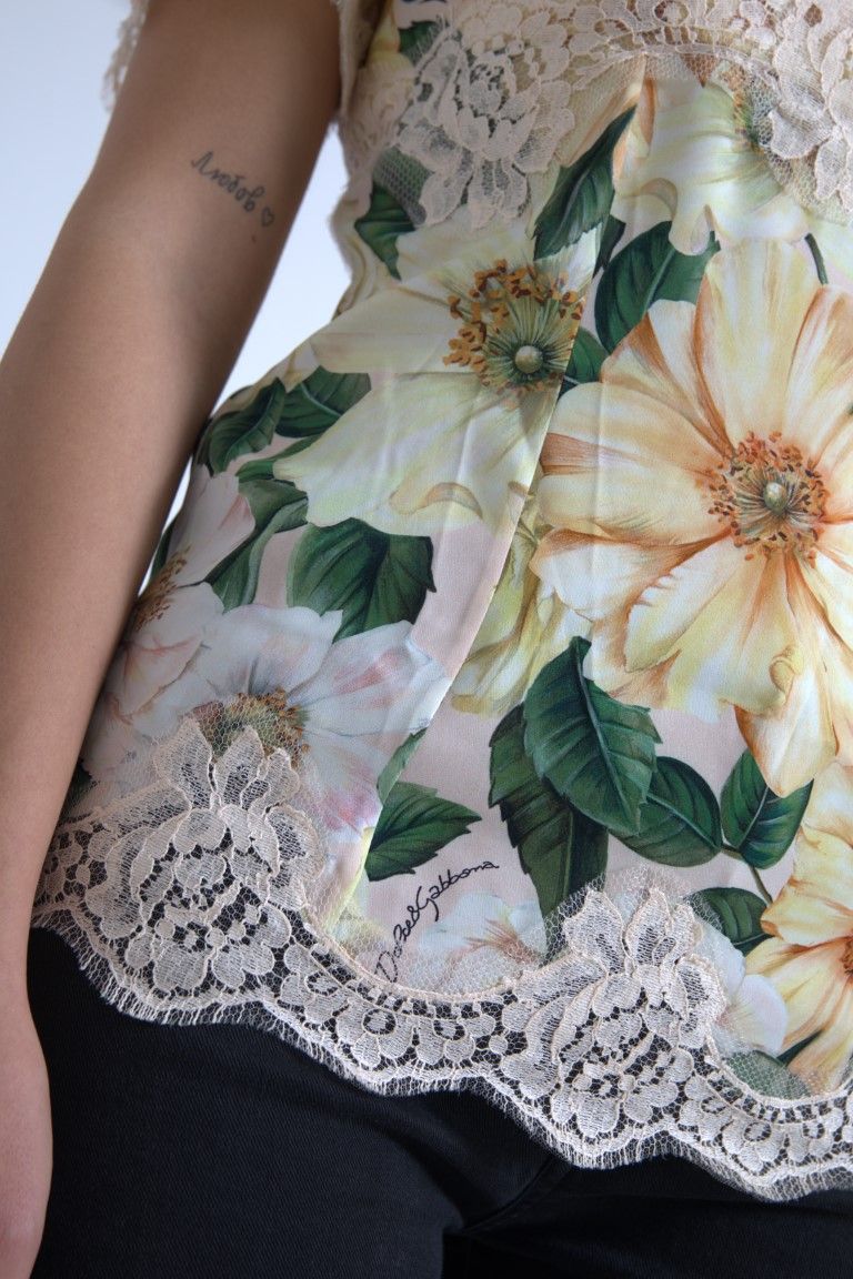 Floral Lace V Neck Women's Blouse - Dolce & Gabbana - Modalova
