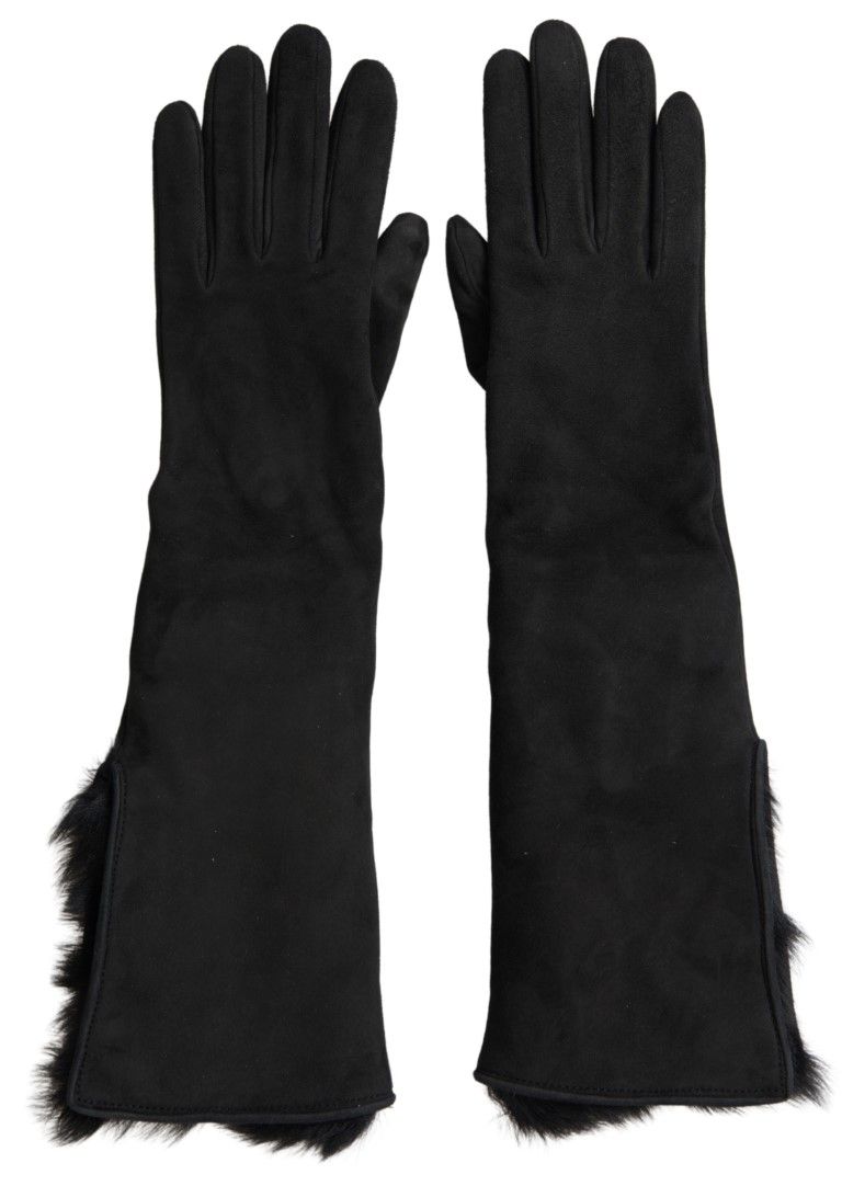 Leather Fur Elbow Length Men's Gloves - Dolce & Gabbana - Modalova