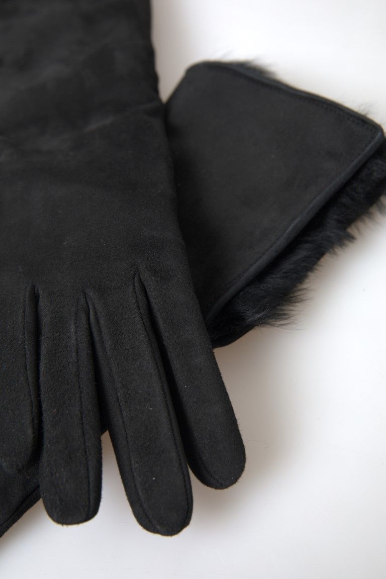 Leather Fur Elbow Length Men's Gloves - Dolce & Gabbana - Modalova