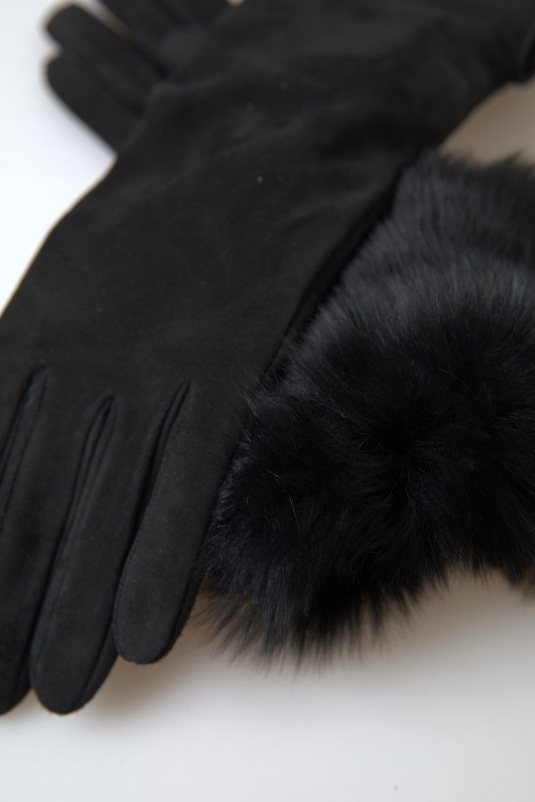 Leather Fur Elbow Length Men's Gloves - Dolce & Gabbana - Modalova